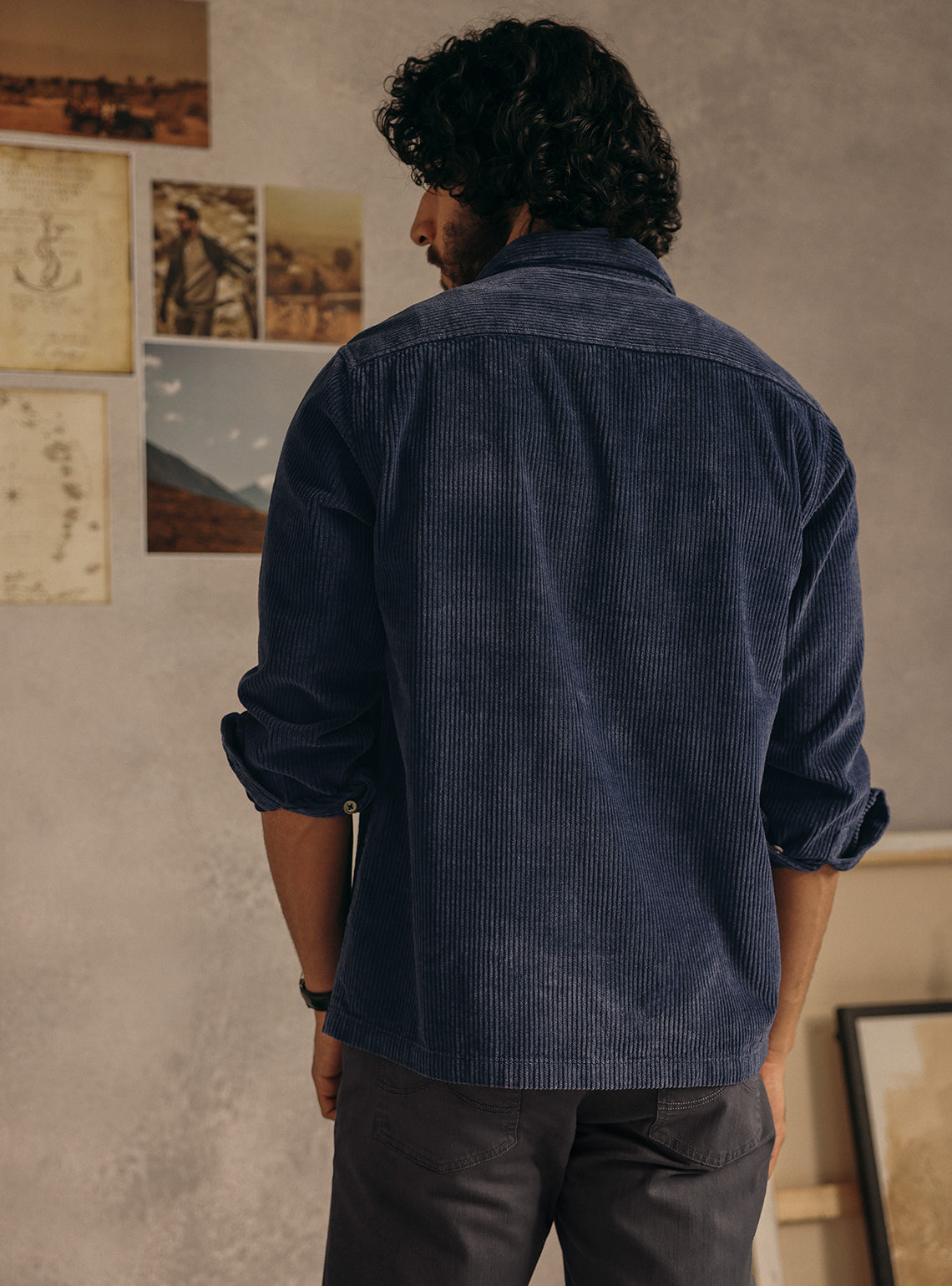 Dark Indigo Poly Corduroy Overshirt