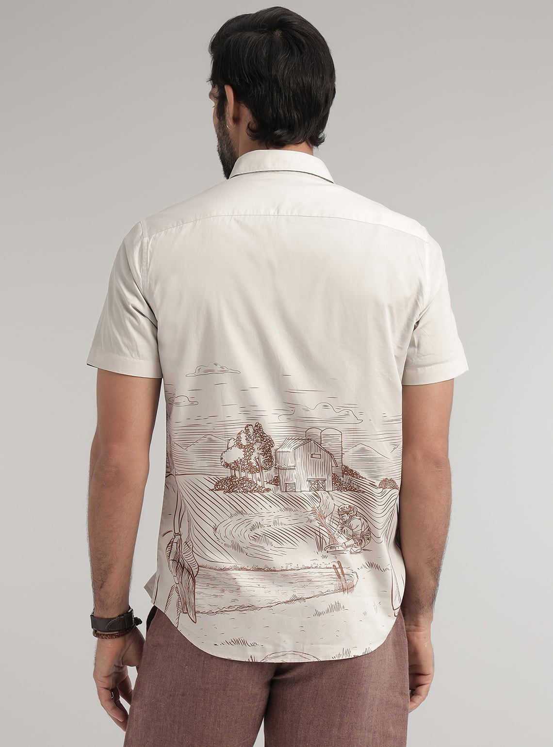 Grey Country Print Shirt