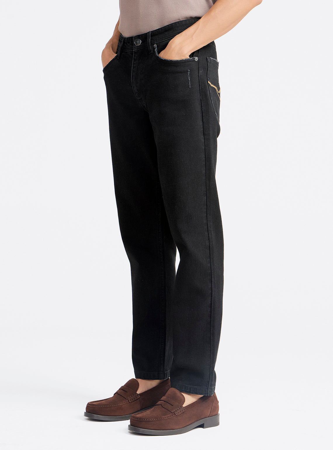 Onyx Black Cotton Blend Jeans