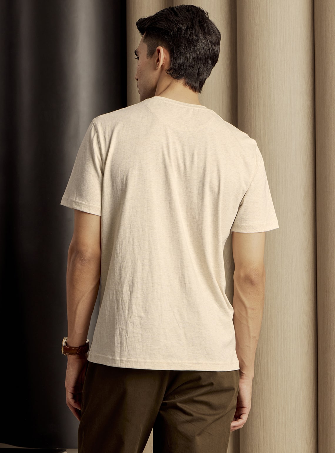 Almond Cotton Melange Crew