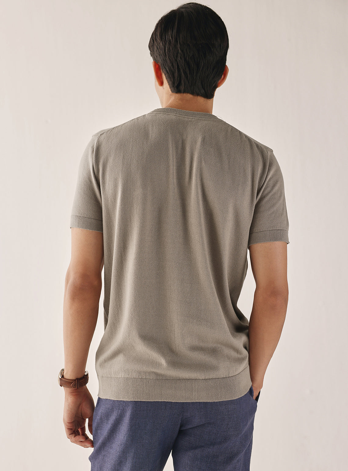 Ash Brown Cotton Crew