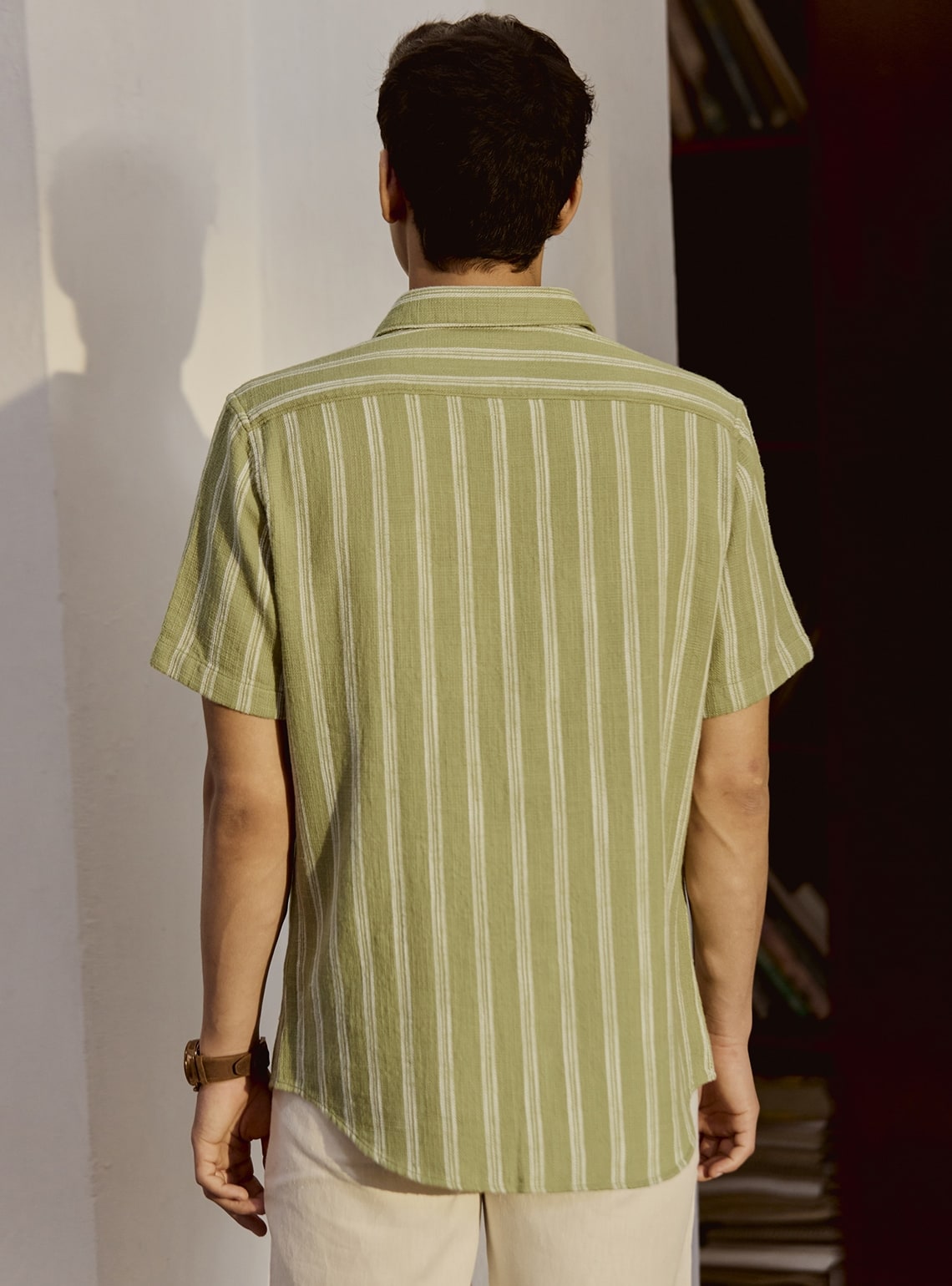 Green Stripe Cotton Shirt