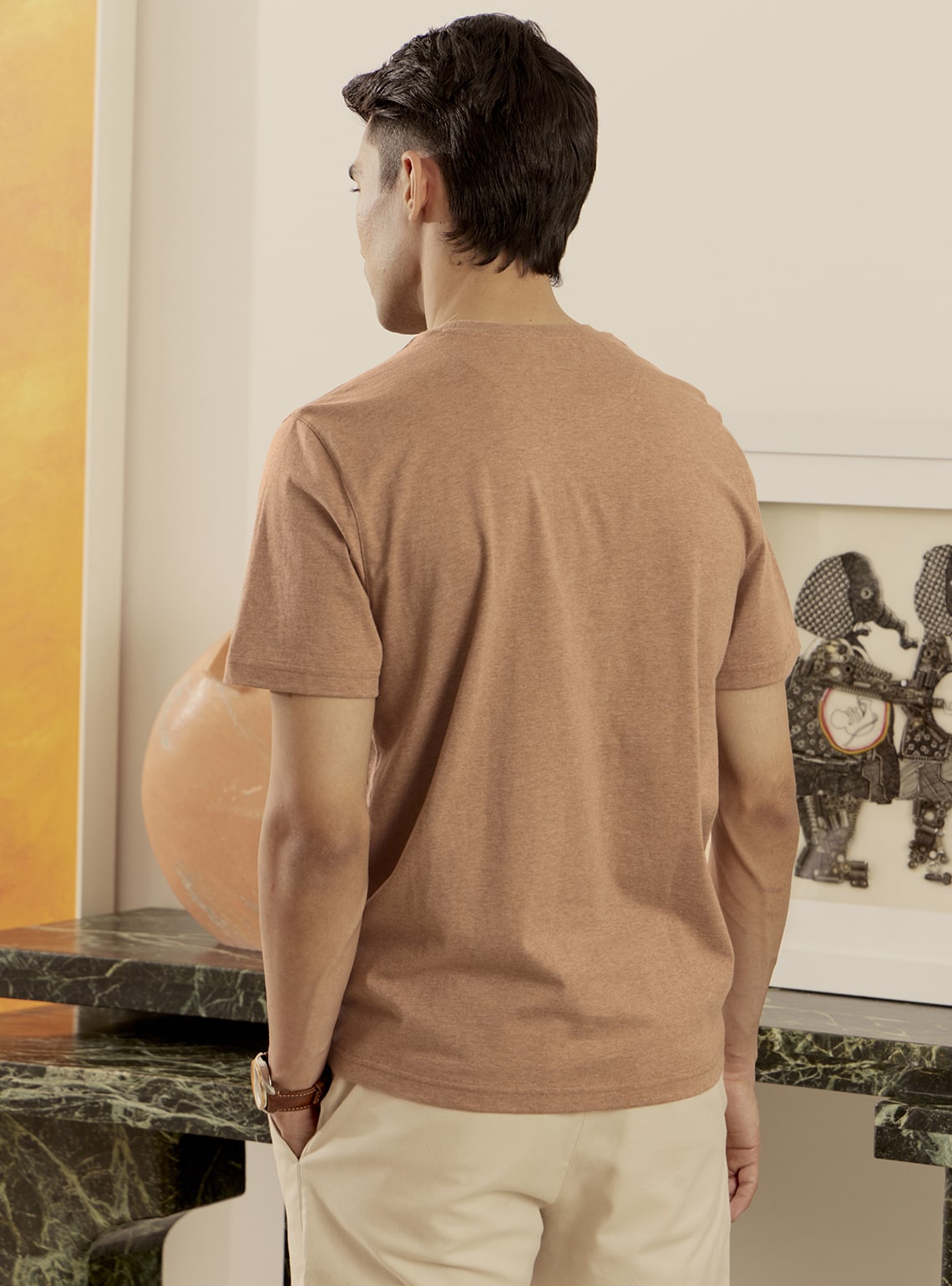 Cape Khaki Cotton Melange Crew