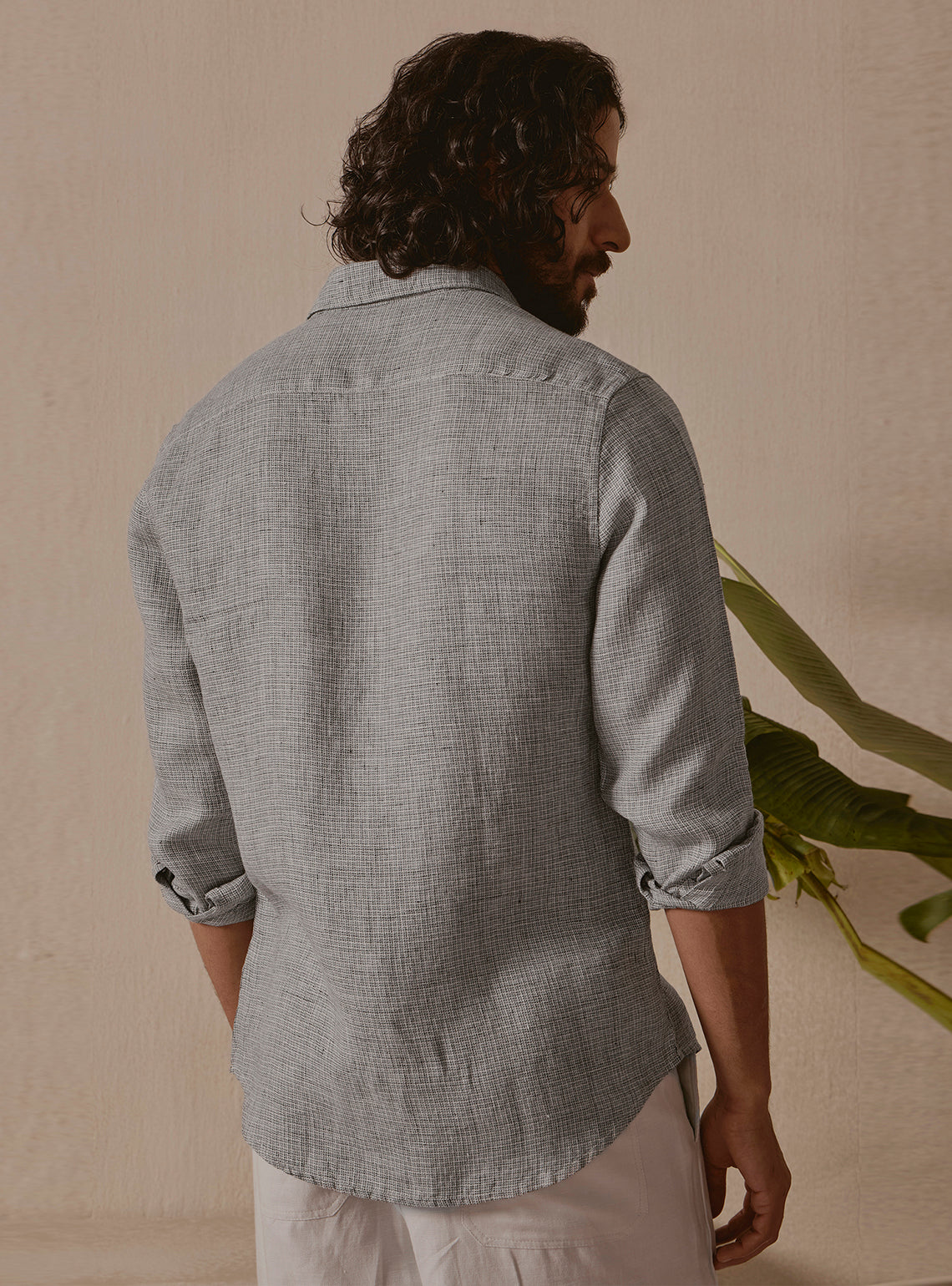 Mist Grey Linen Dobby Shirt