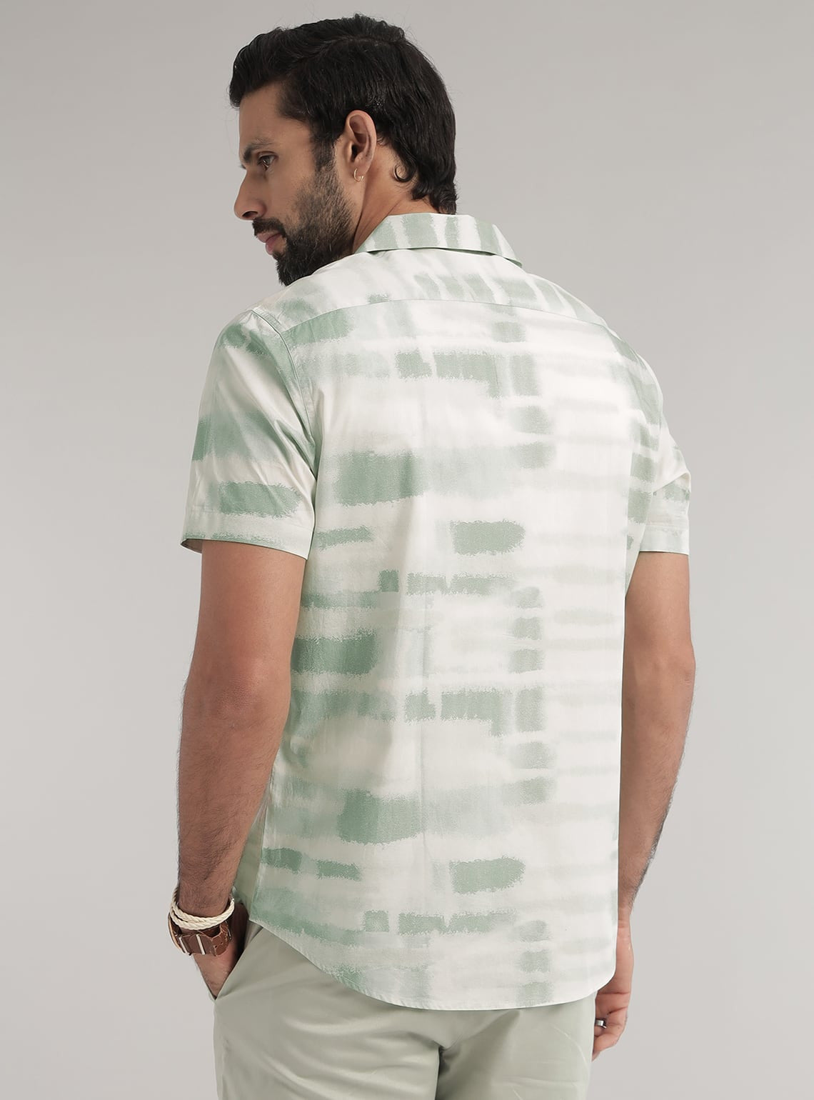 Green Stroke Print Shirt