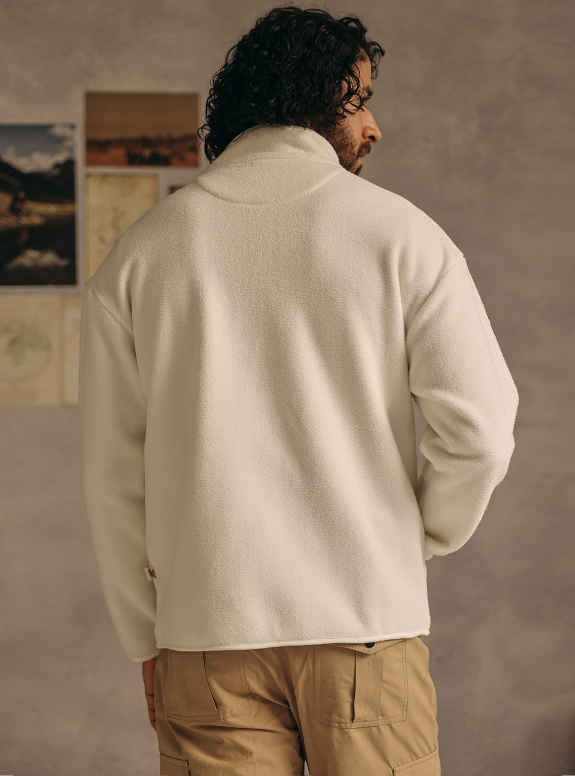 Bison White Cotton Fleece Jacket