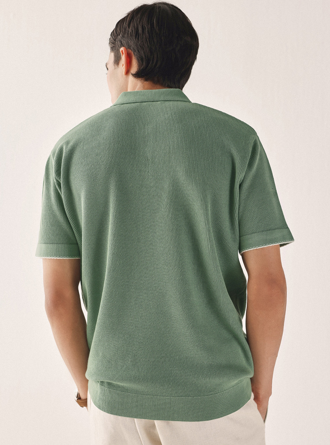 Light Sage Cotton Textured Polo