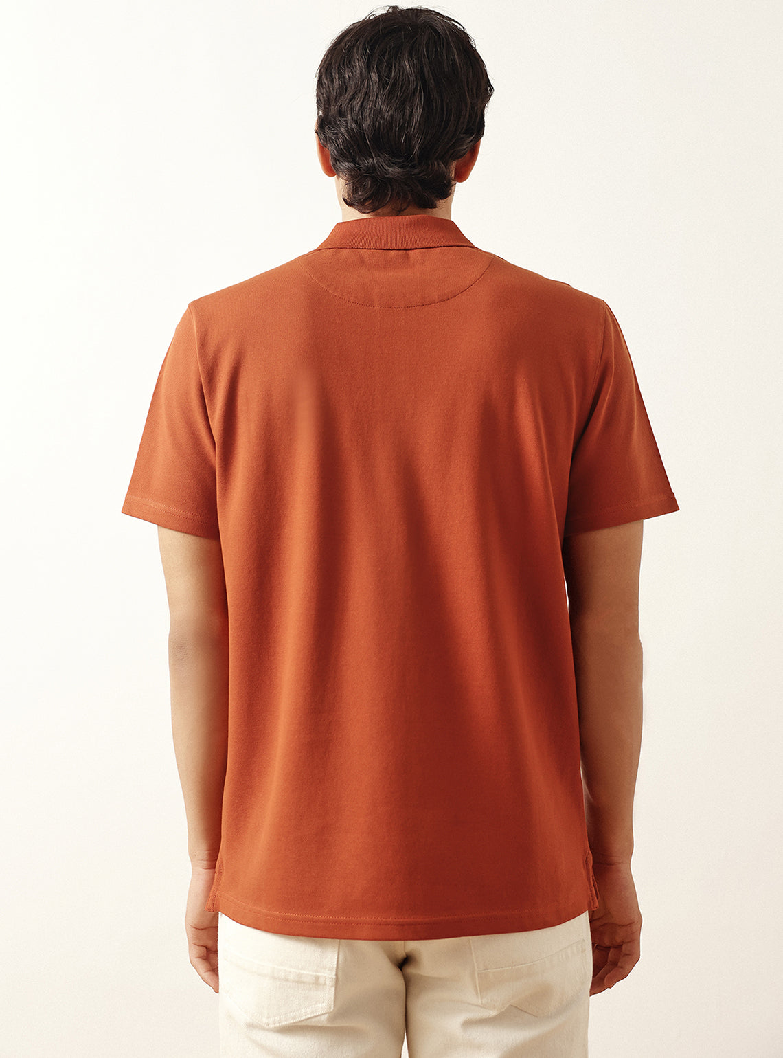 Volcano Rust Cotton Lycra Pique Polo