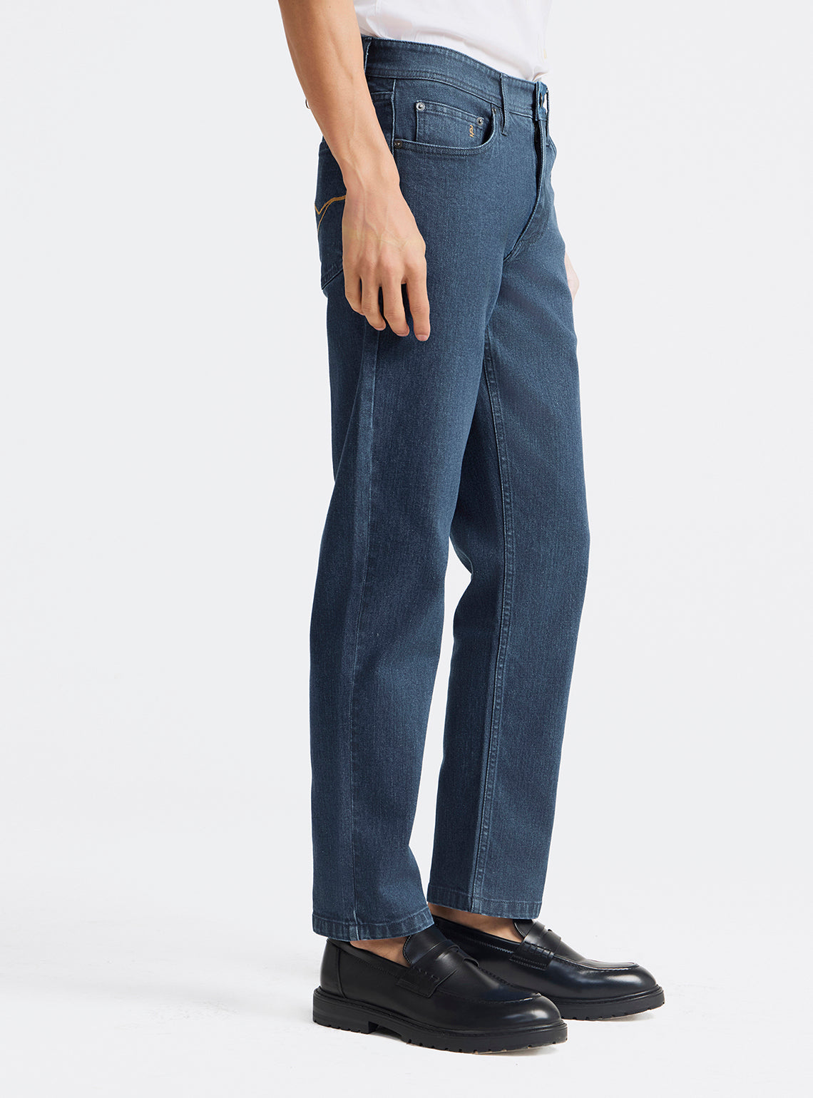 Cinder Blue Cotton Blend Jeans