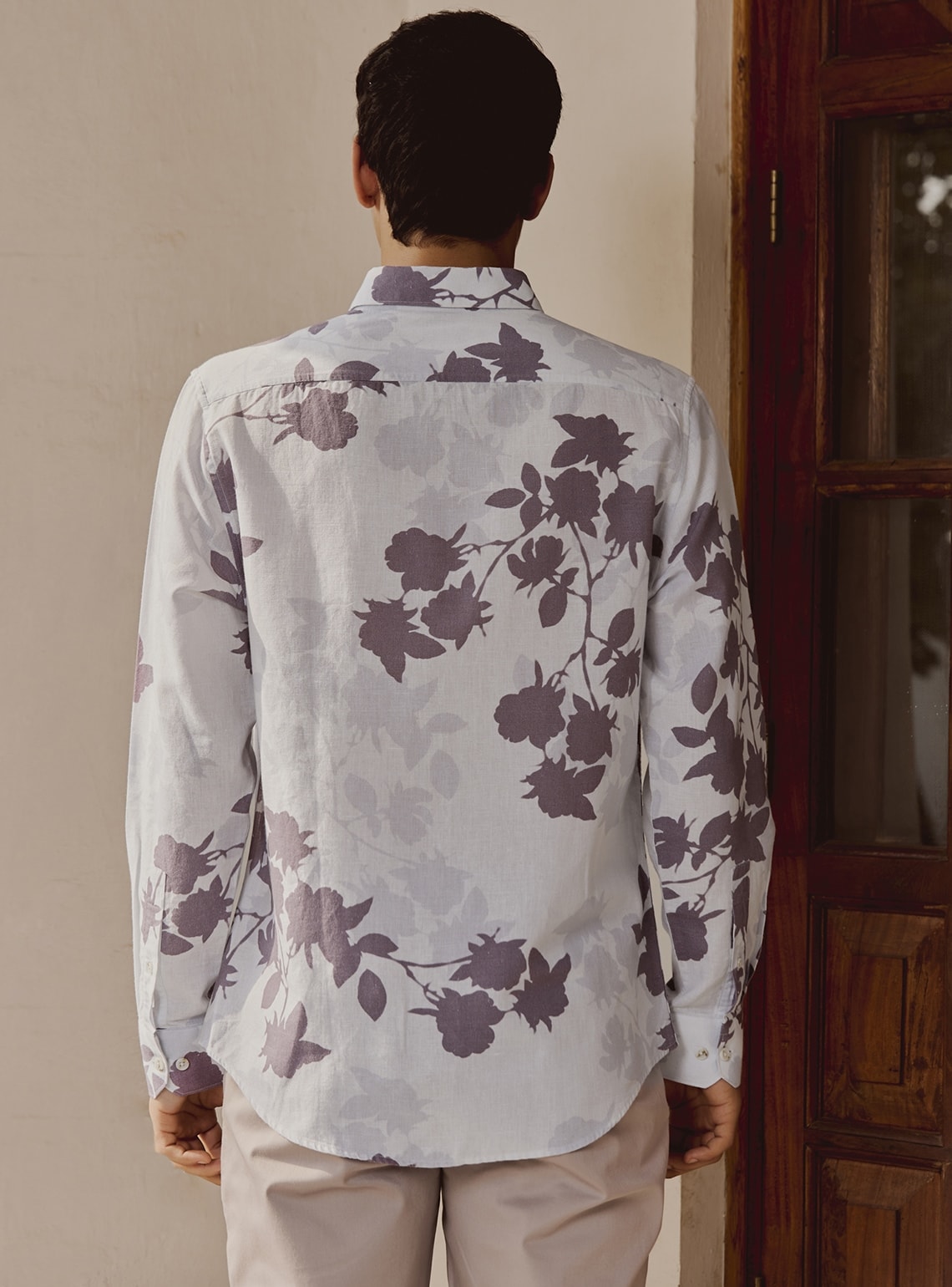 Lavender Cotton Linen Print Shirt