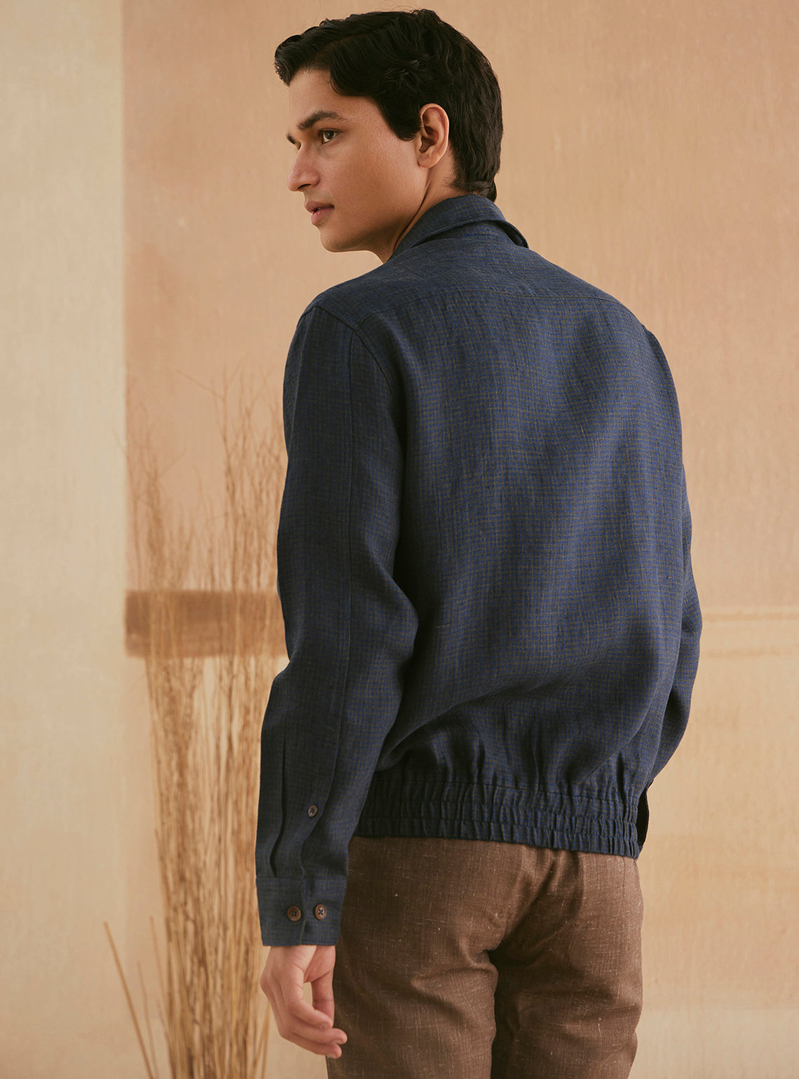 Jasper Navy Linen Bomber