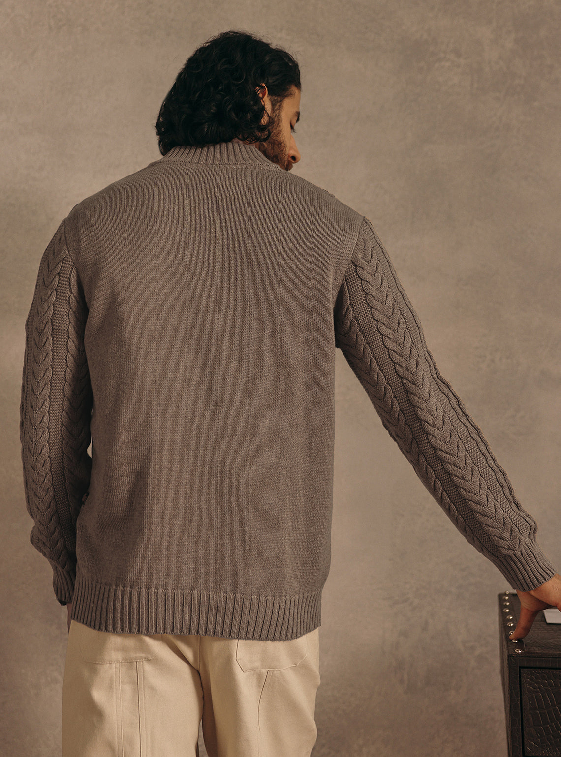 Rebel Brown Cotton Melange Pullover