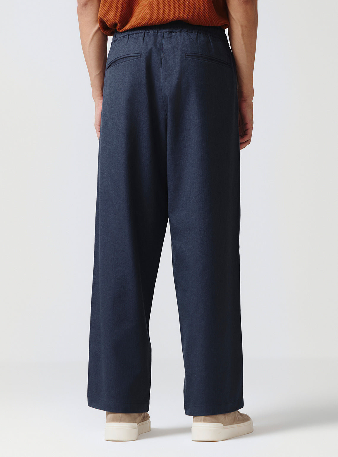 Midnight Navy Cotton Blend Trousers