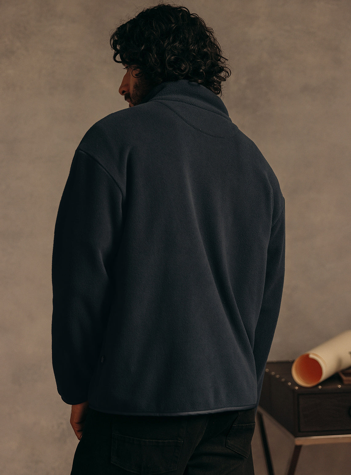 Iron Navy Cotton Fleece Jacket