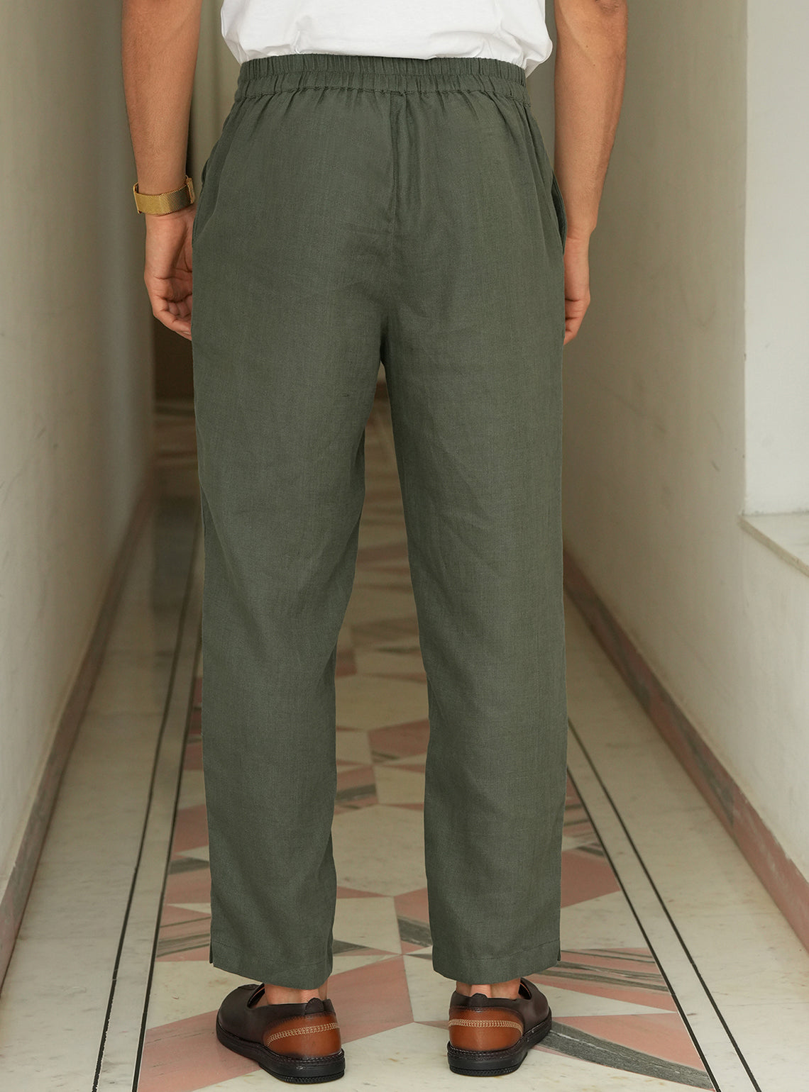 Nivaar Olive Linen Trousers