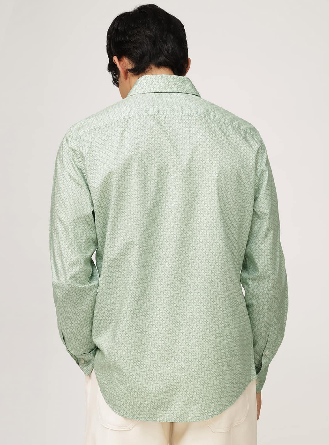 Mint Green Print Cotton Shirt