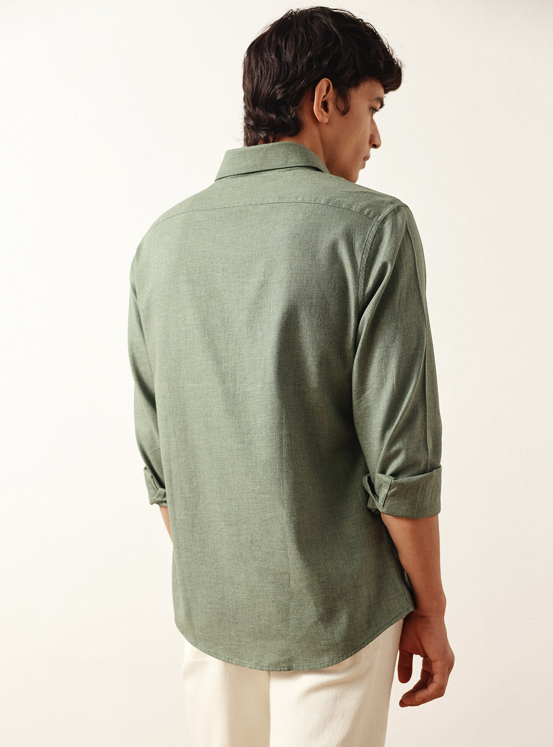 Flint Green Cotton Melange Shirt