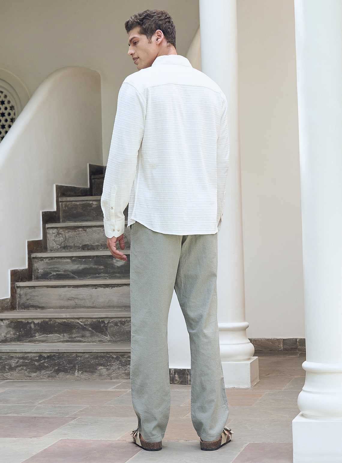 Alto White Cotton Blend Pointelle Shirt