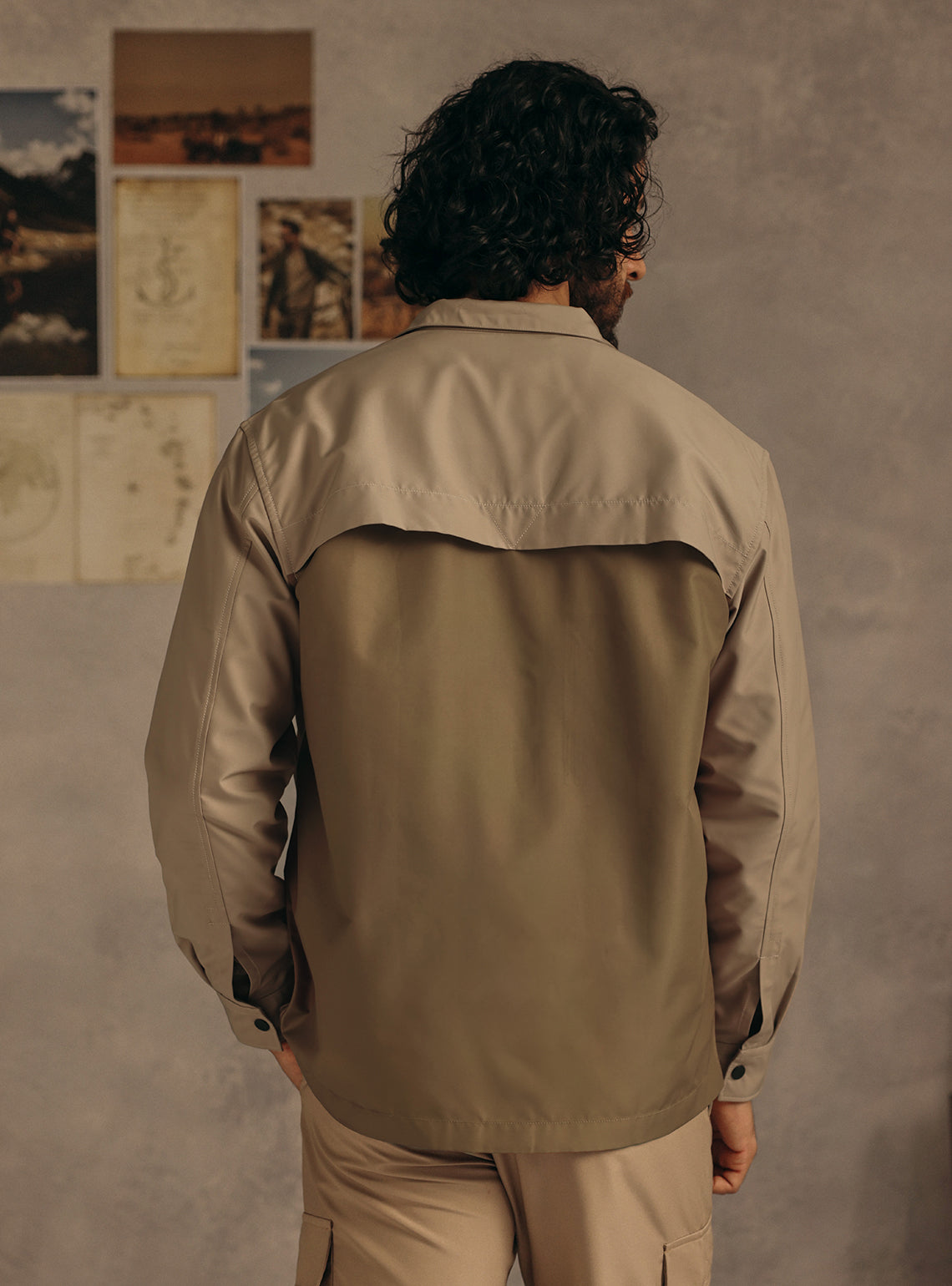 Khaki Quicksand Poly Twill Overshirt
