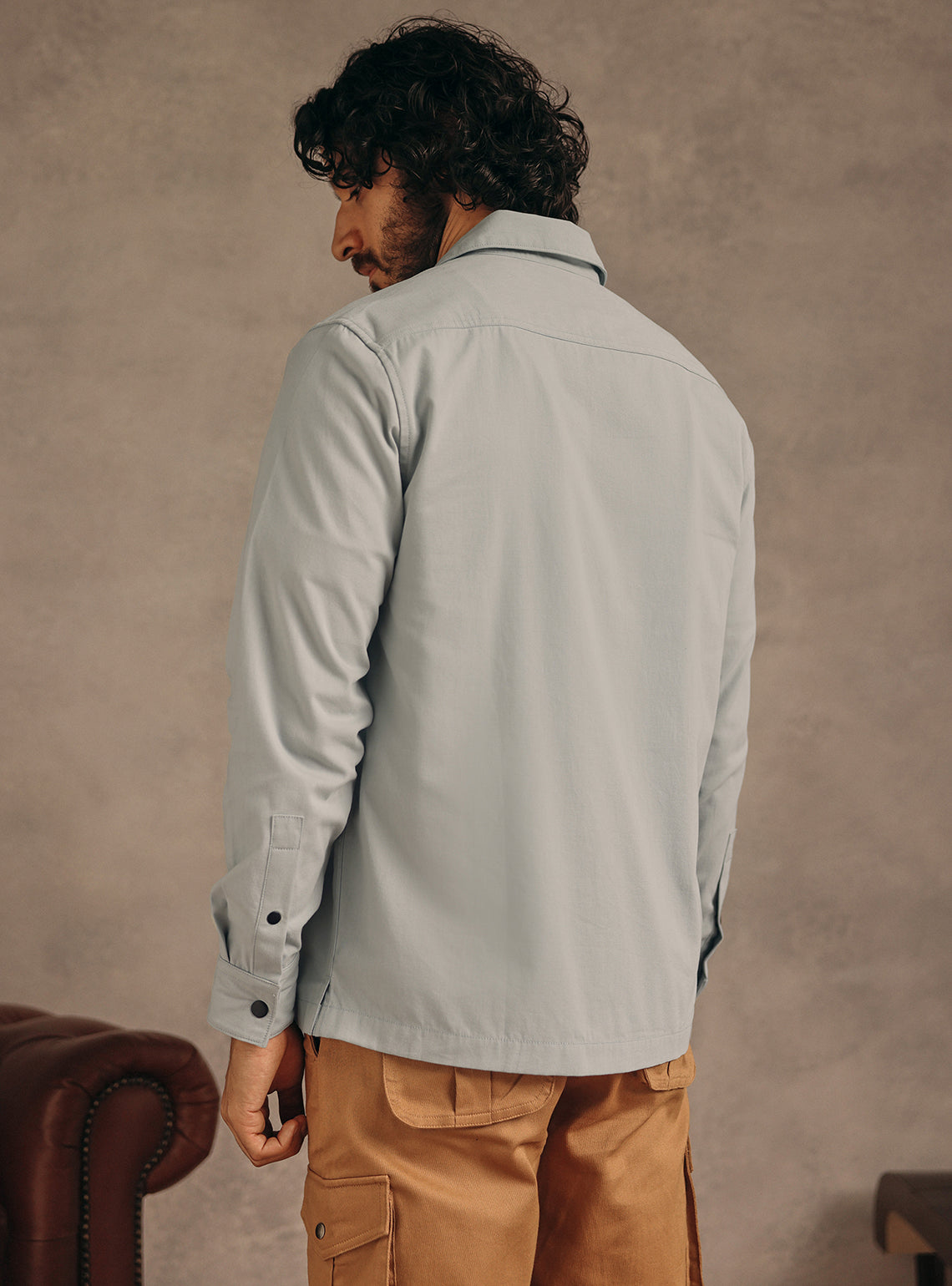 Glacial Blue Cotton Canvas Overshirt