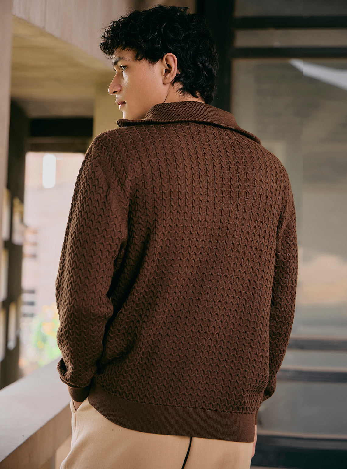 Neo Brown Cotton Wool Pullover