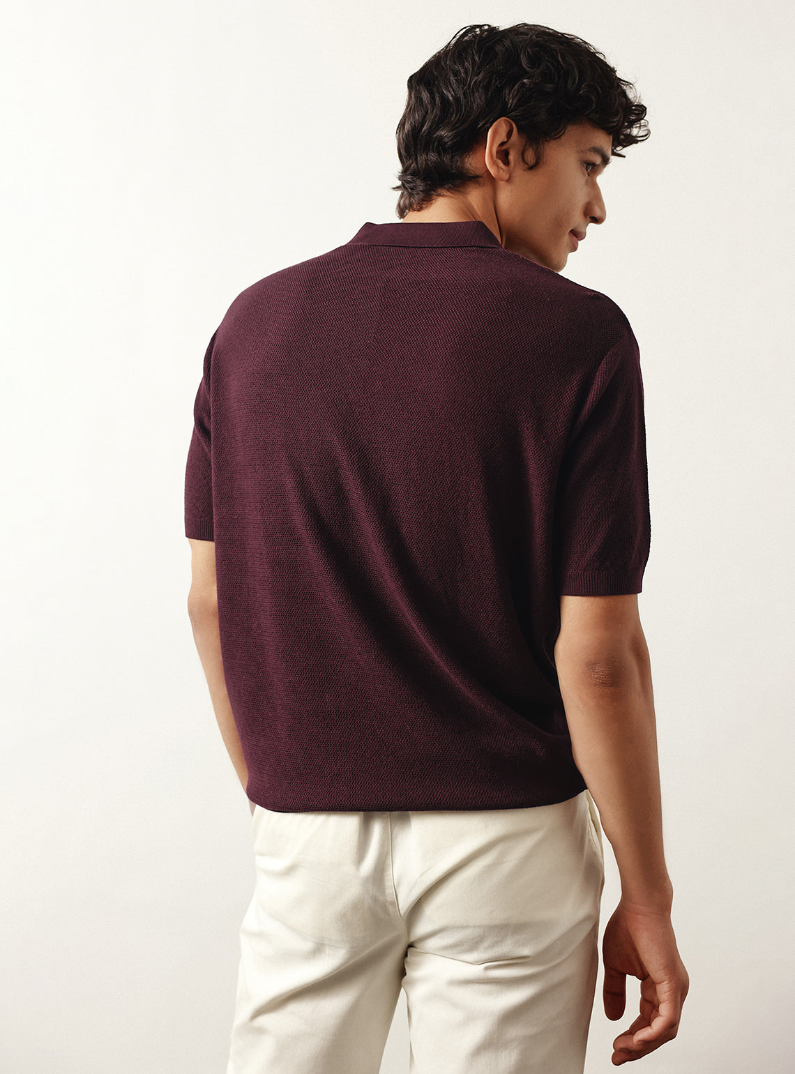 Wineberry Burgundy Cotton Viscose Polo
