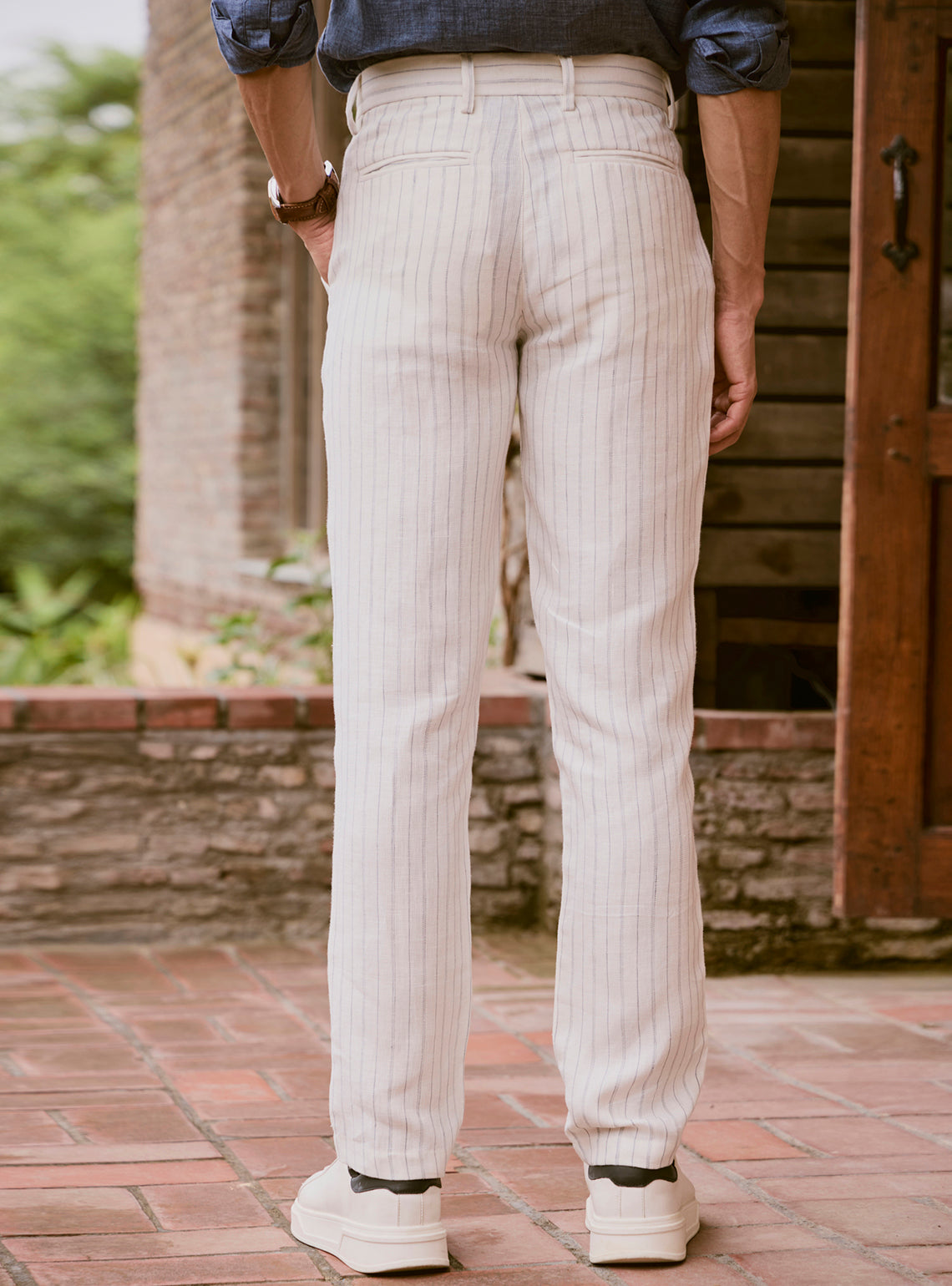 Alto Off-White Linen Dobby Trousers