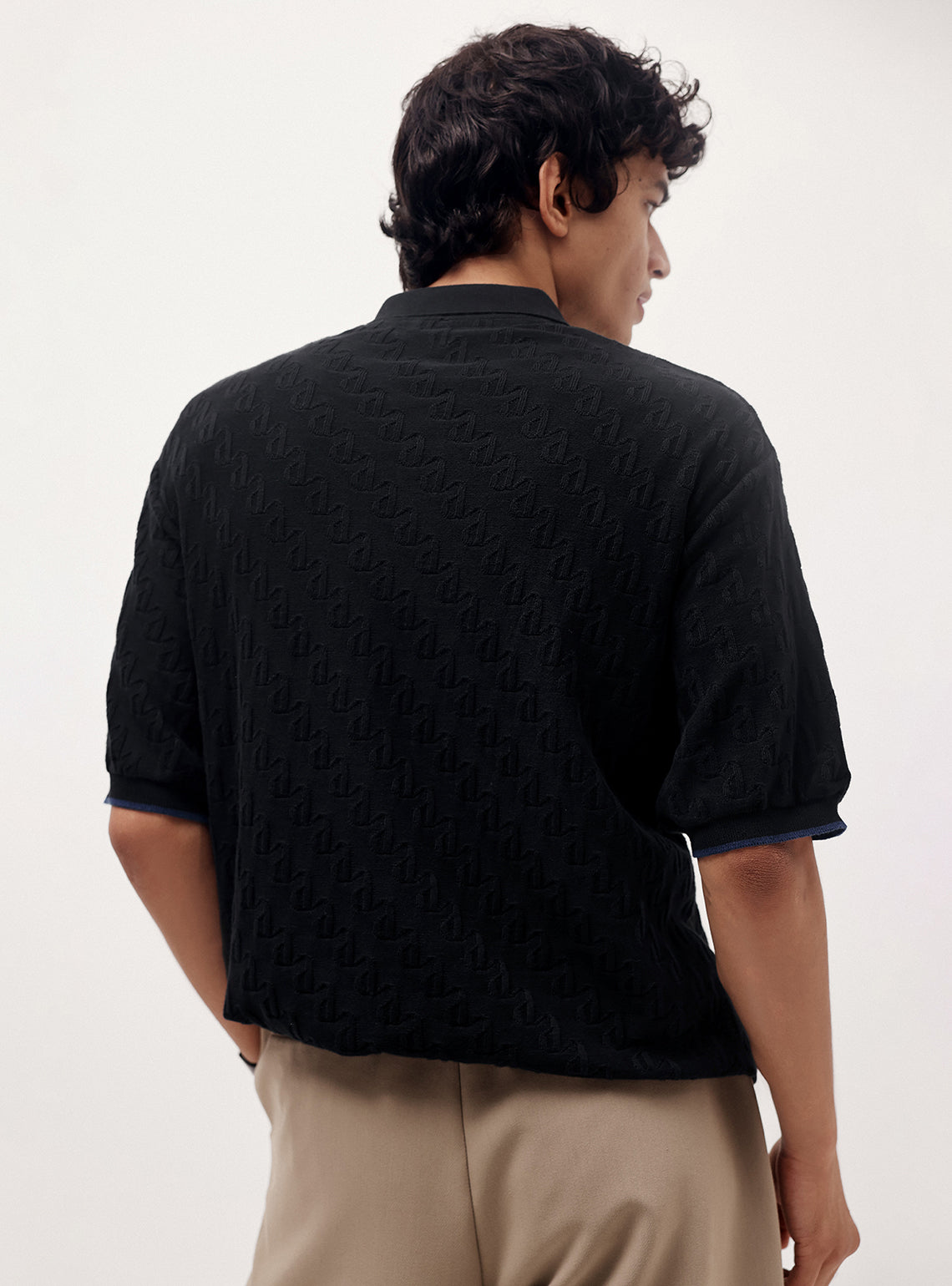 Shark Black Cotton Knit Polo