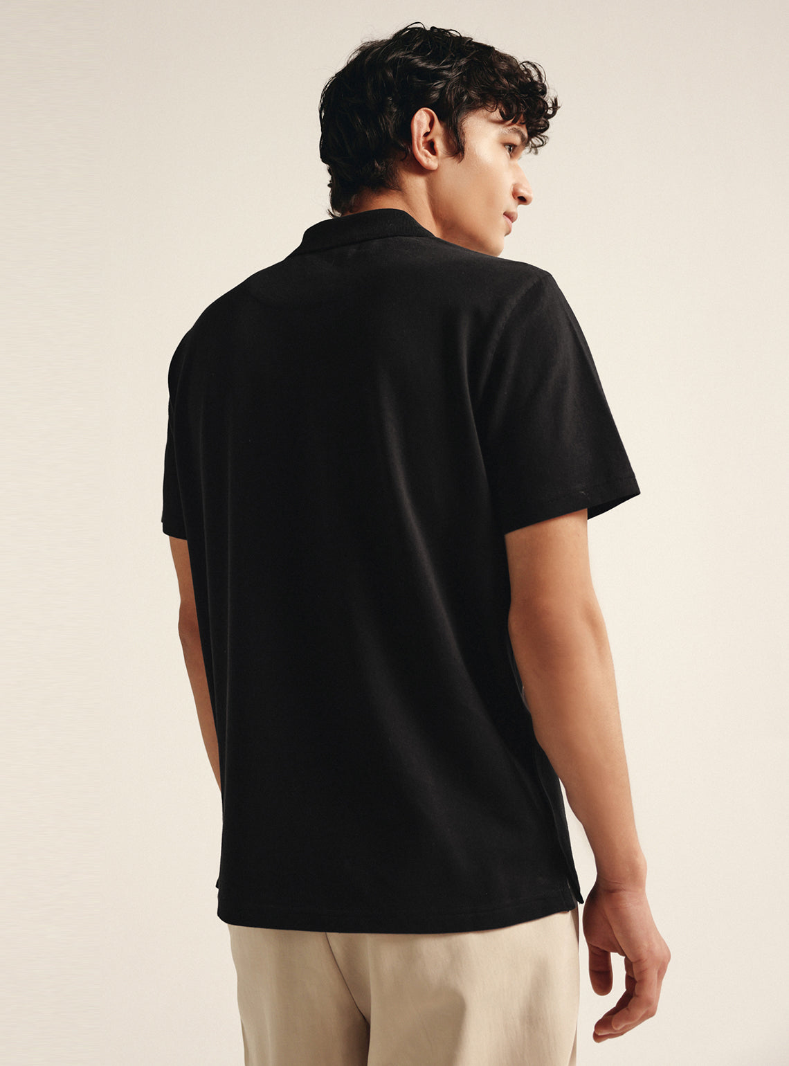 Ink Black Cotton Pocket Polo