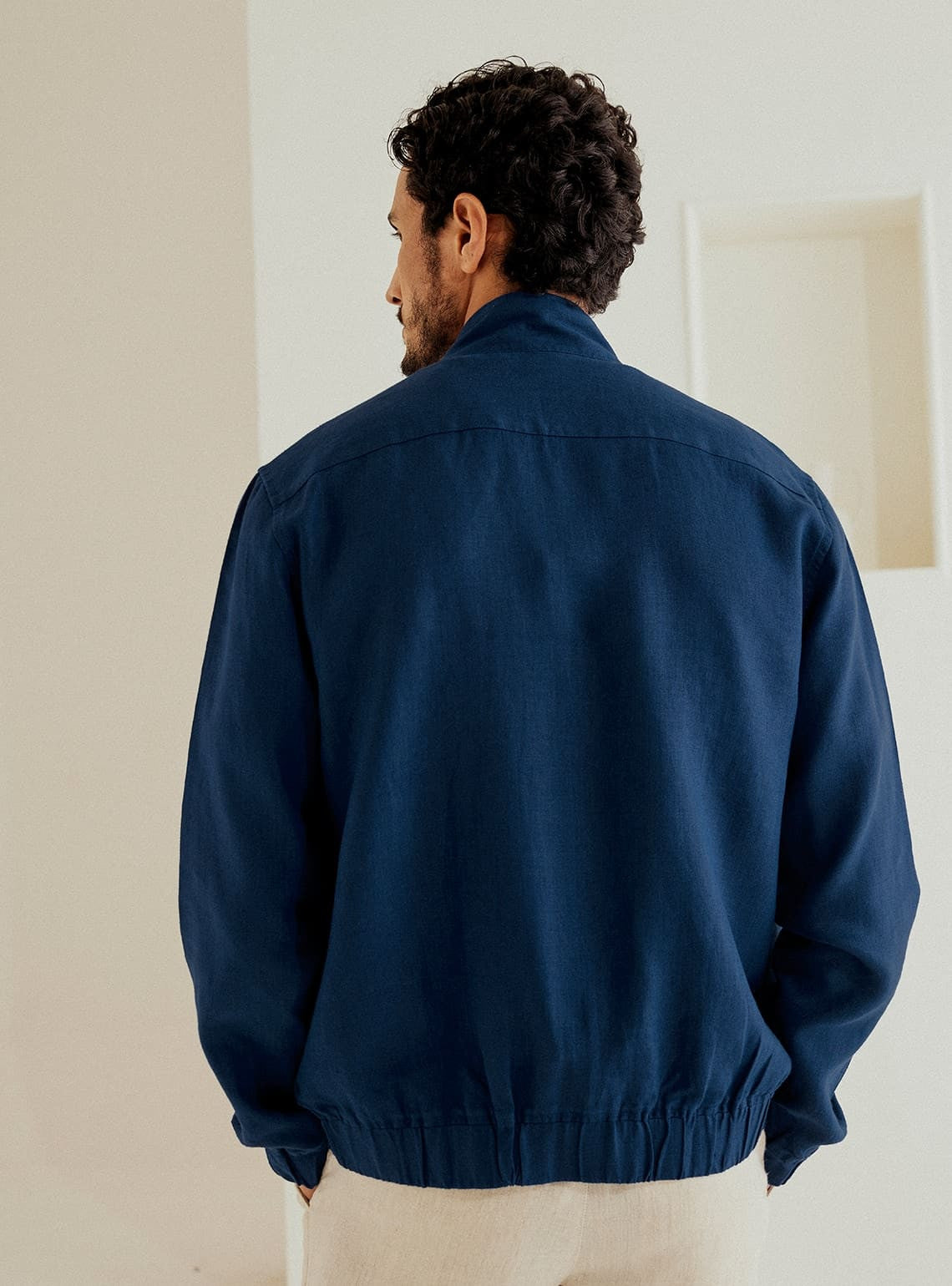Lapis Linen Bomber Jacket