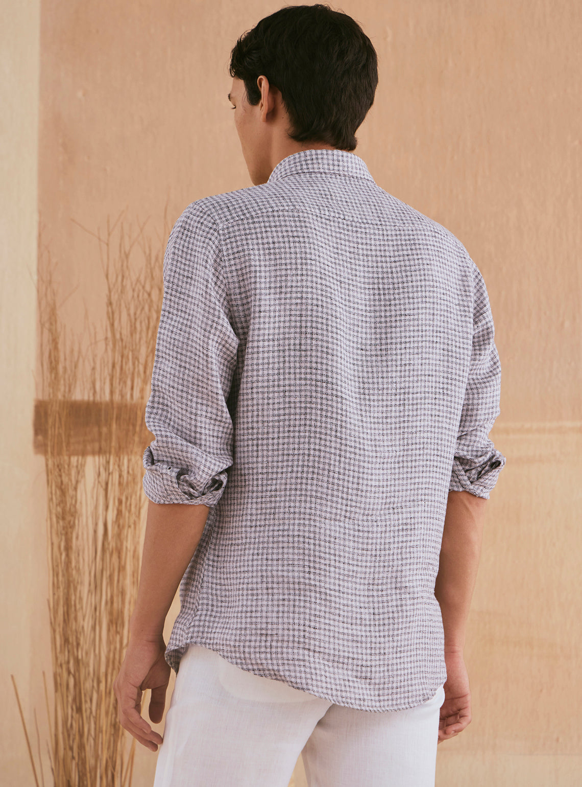 Flint Khaki Check Linen Shirt