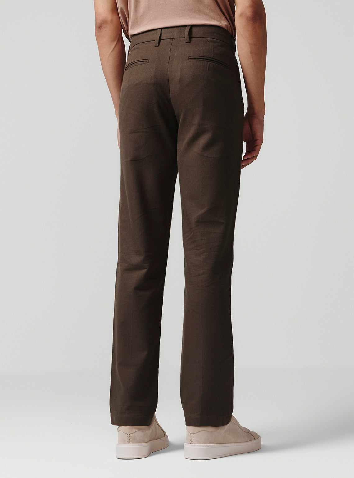 Dark Brown Cotton Melange Trousers