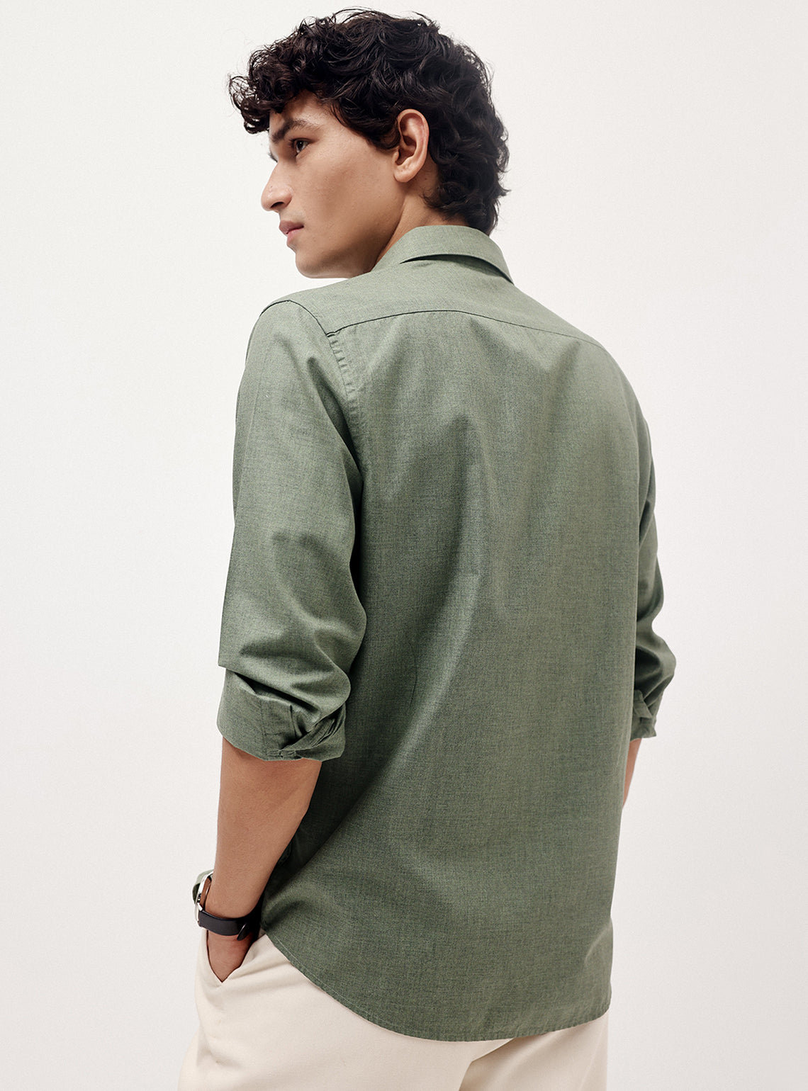 Oslo Green Cotton Melange Shirt
