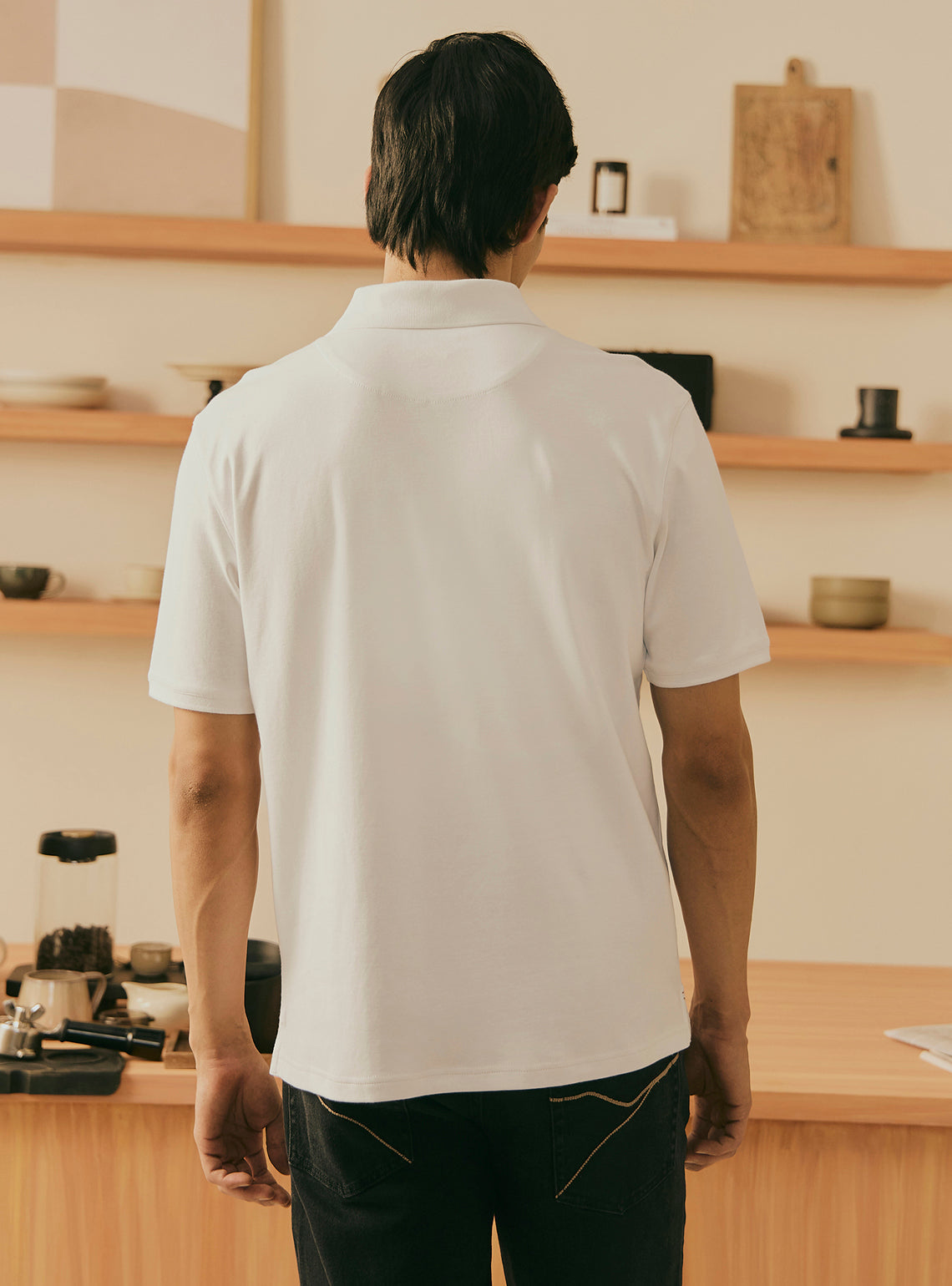 Cream White Supima Cotton Polo