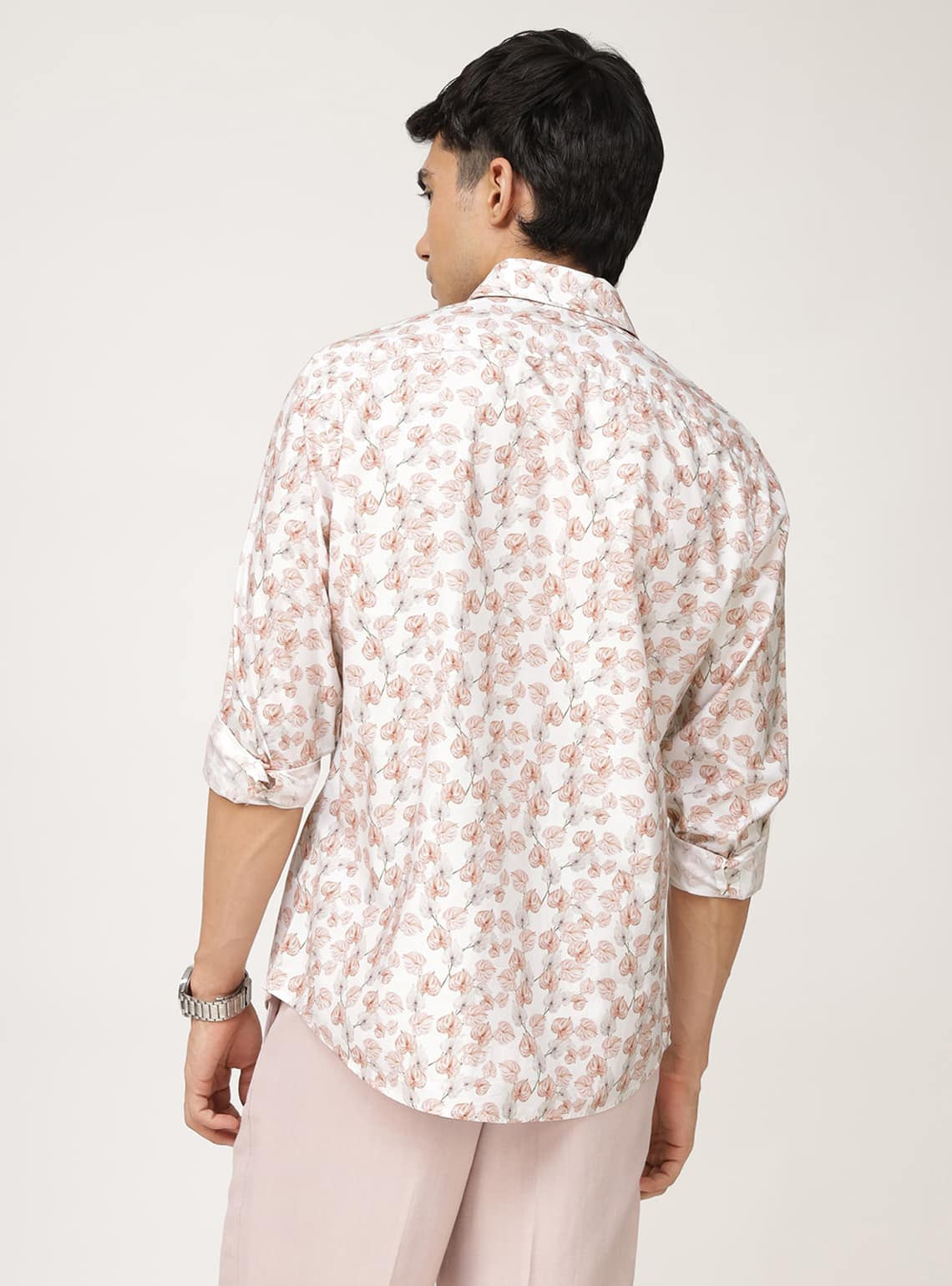 Rust Flora Print Cotton Shirt