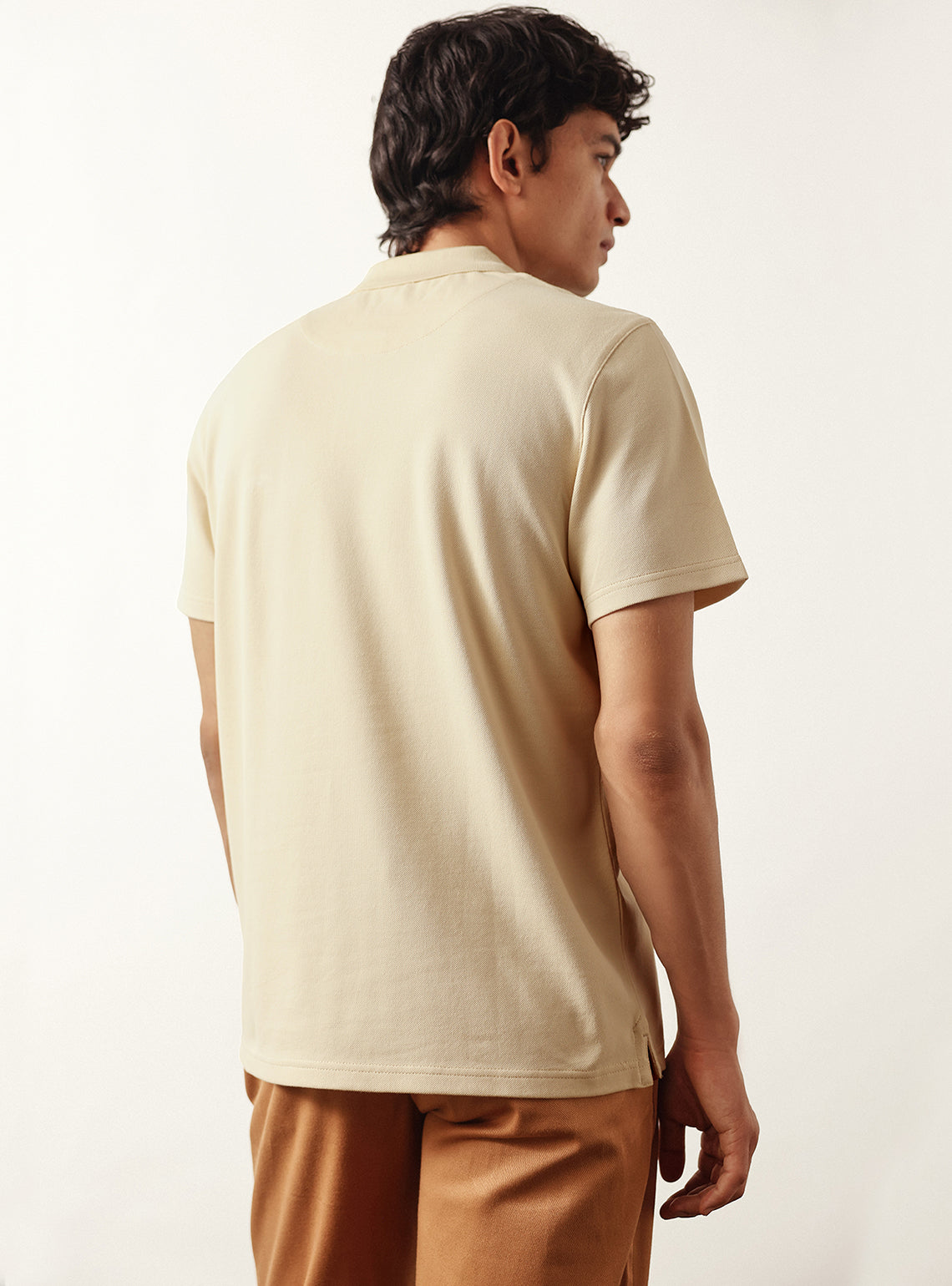 Bison Beige Cotton Lycra Pique Polo