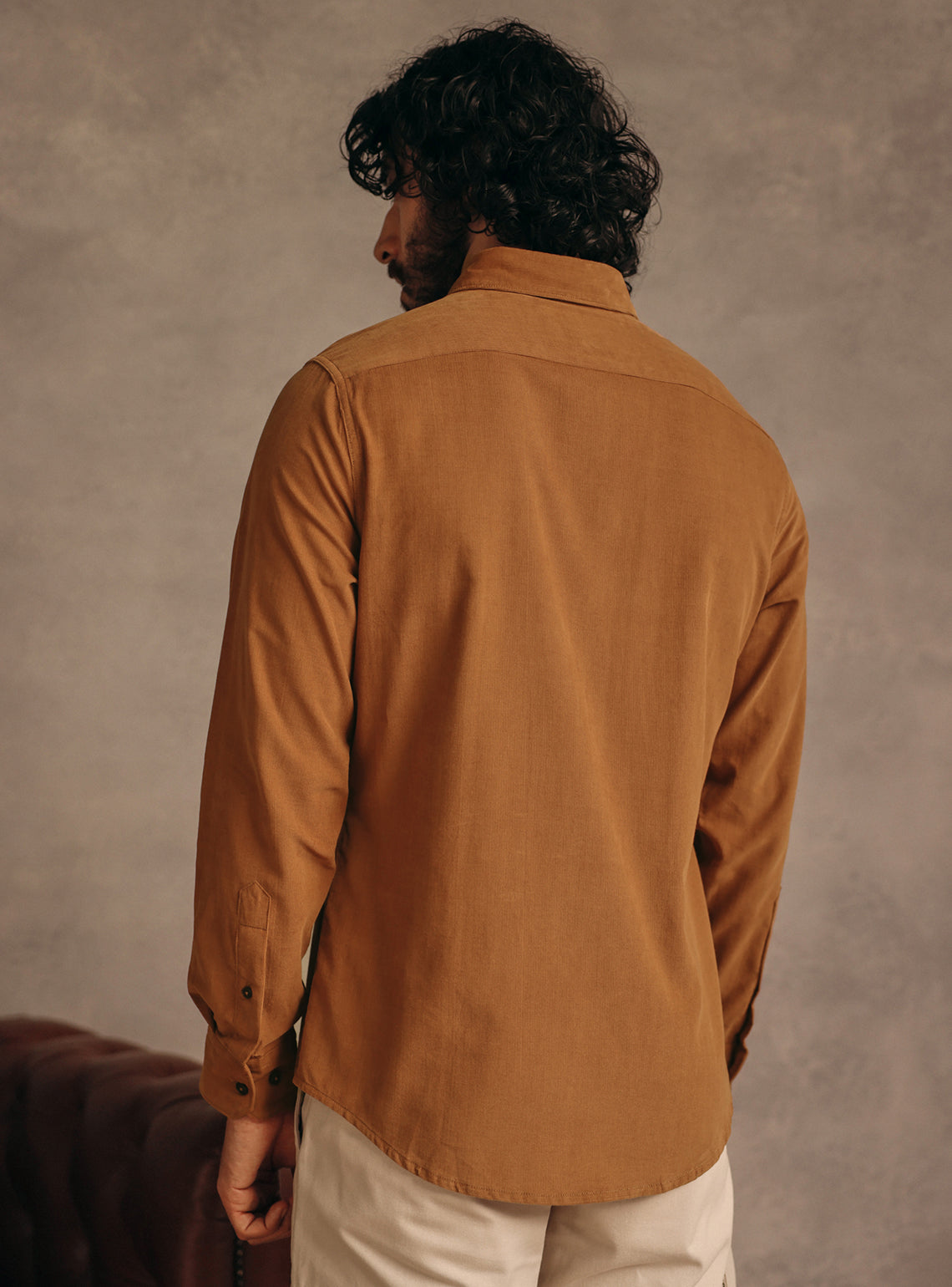 Anchor Rust Cotton Blend Corduroy Shirt