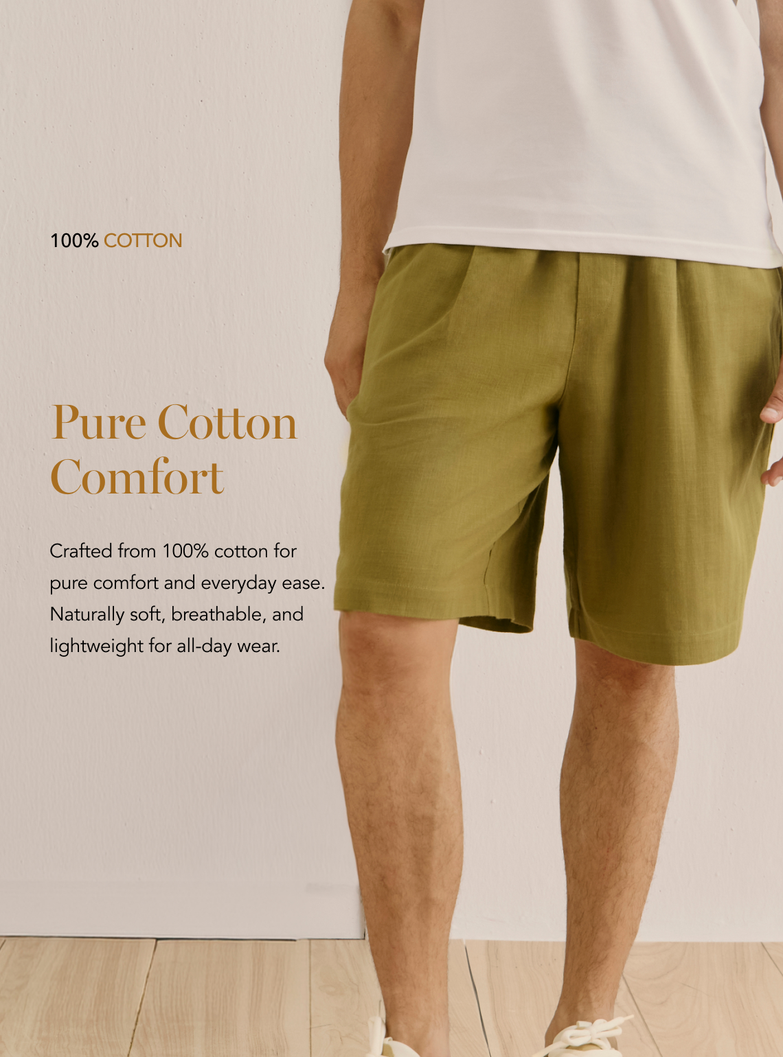 Shoreline Olive Cotton Straight Shorts