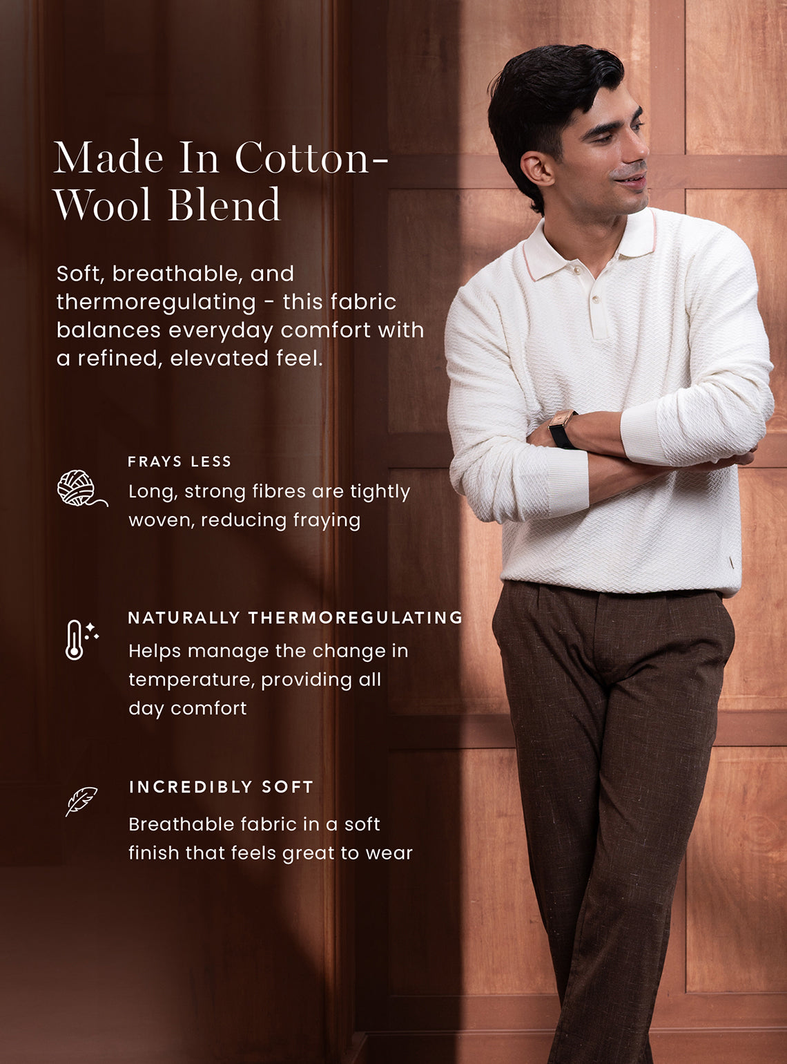 Zicron White Cotton Blend Pullover