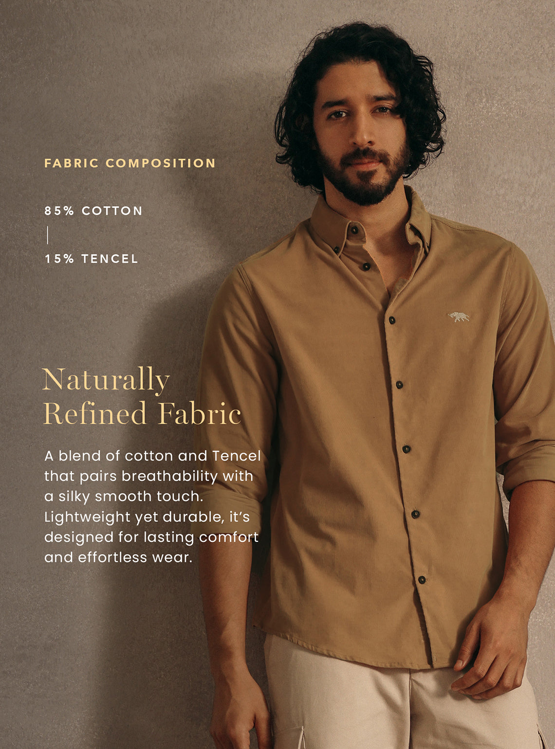 Thar Gold Cotton Blend Corduroy Shirt