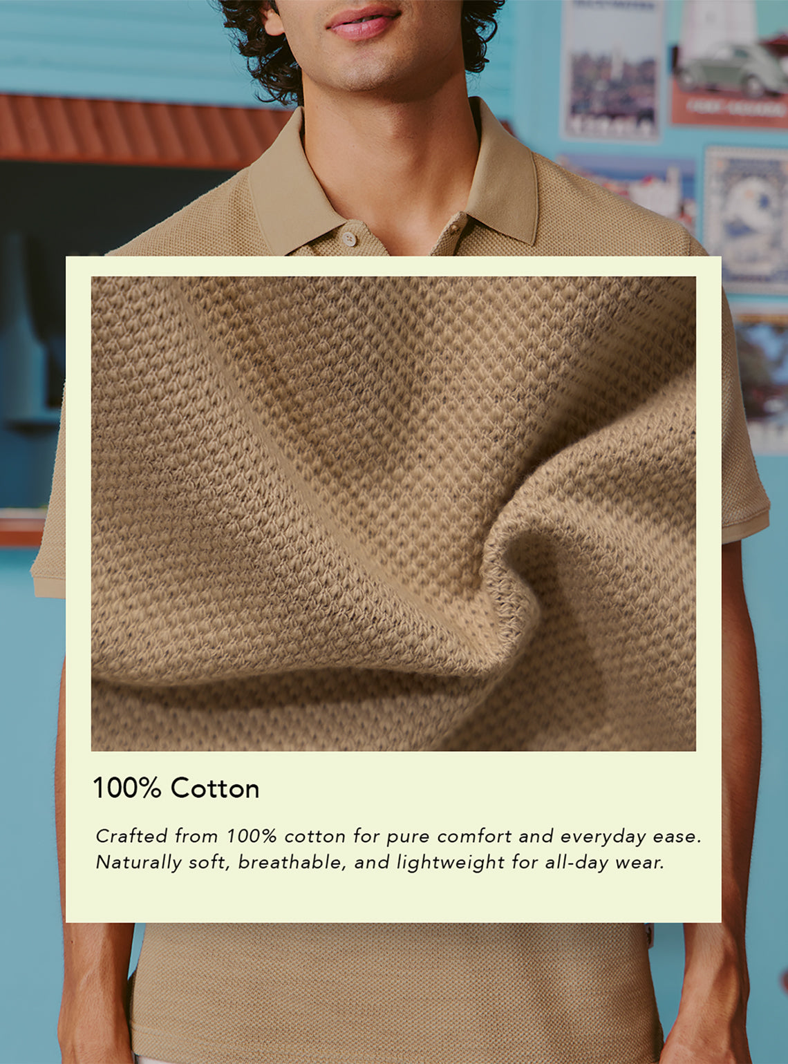 Bamboo Khaki Cotton Pique Polo