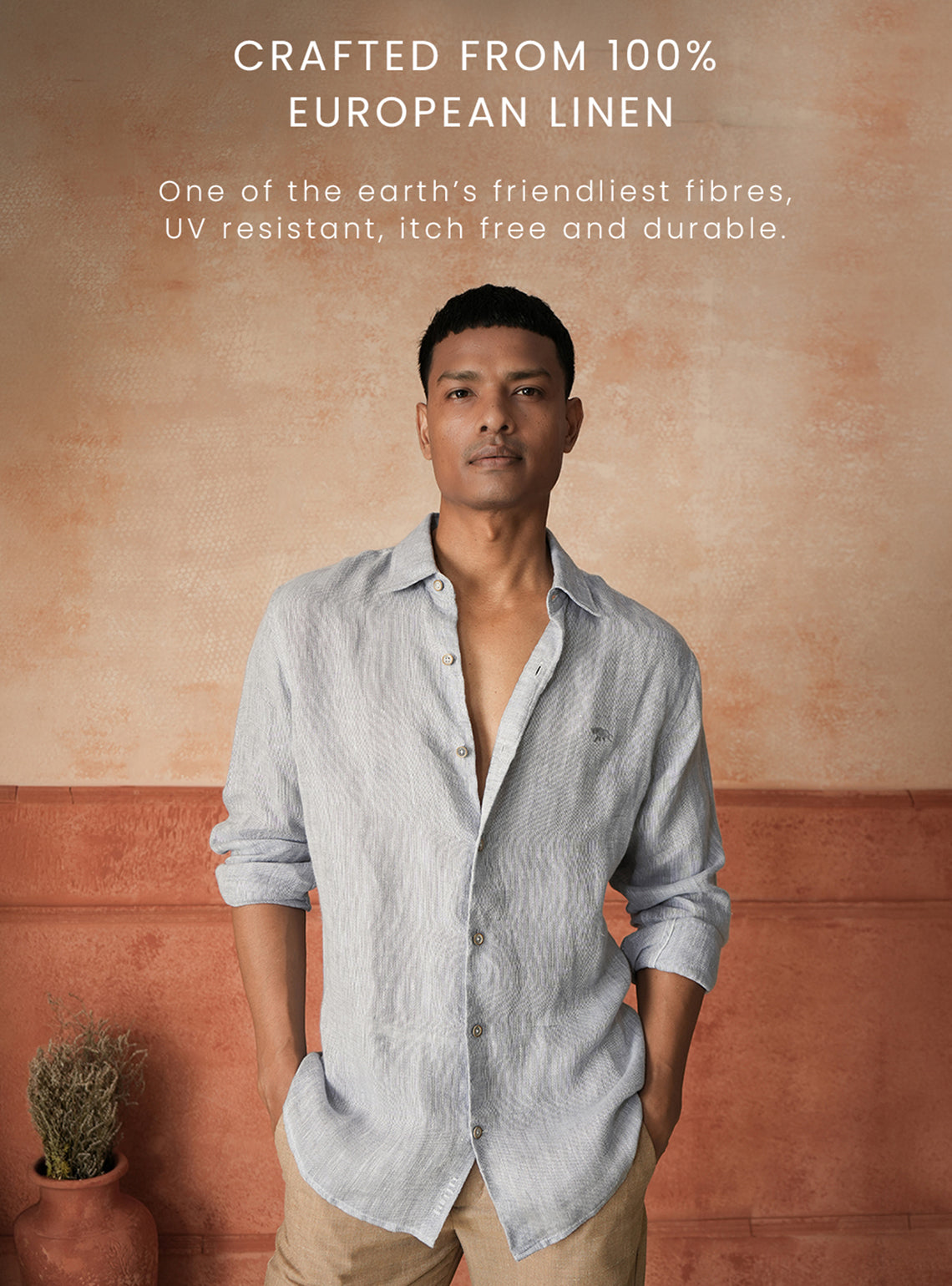 Harbour Blue European Linen Dobby Shirt