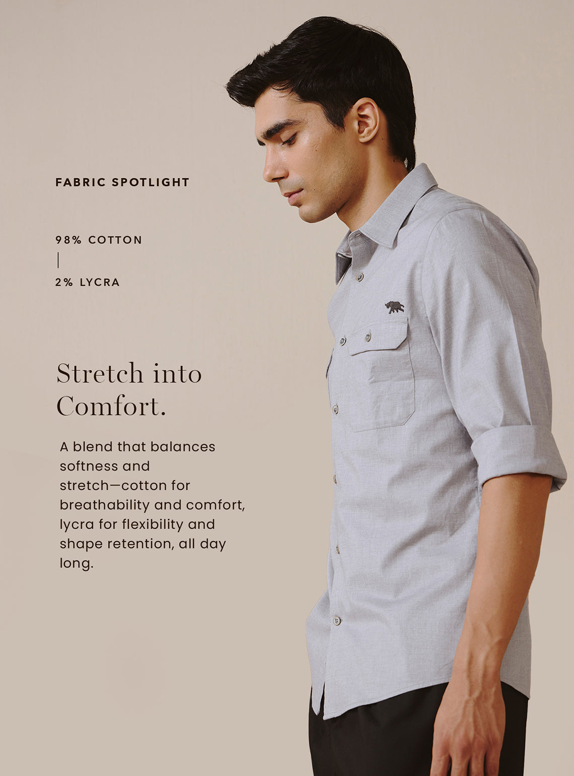 Alto Off-White Cotton Lycra Melange Shirt