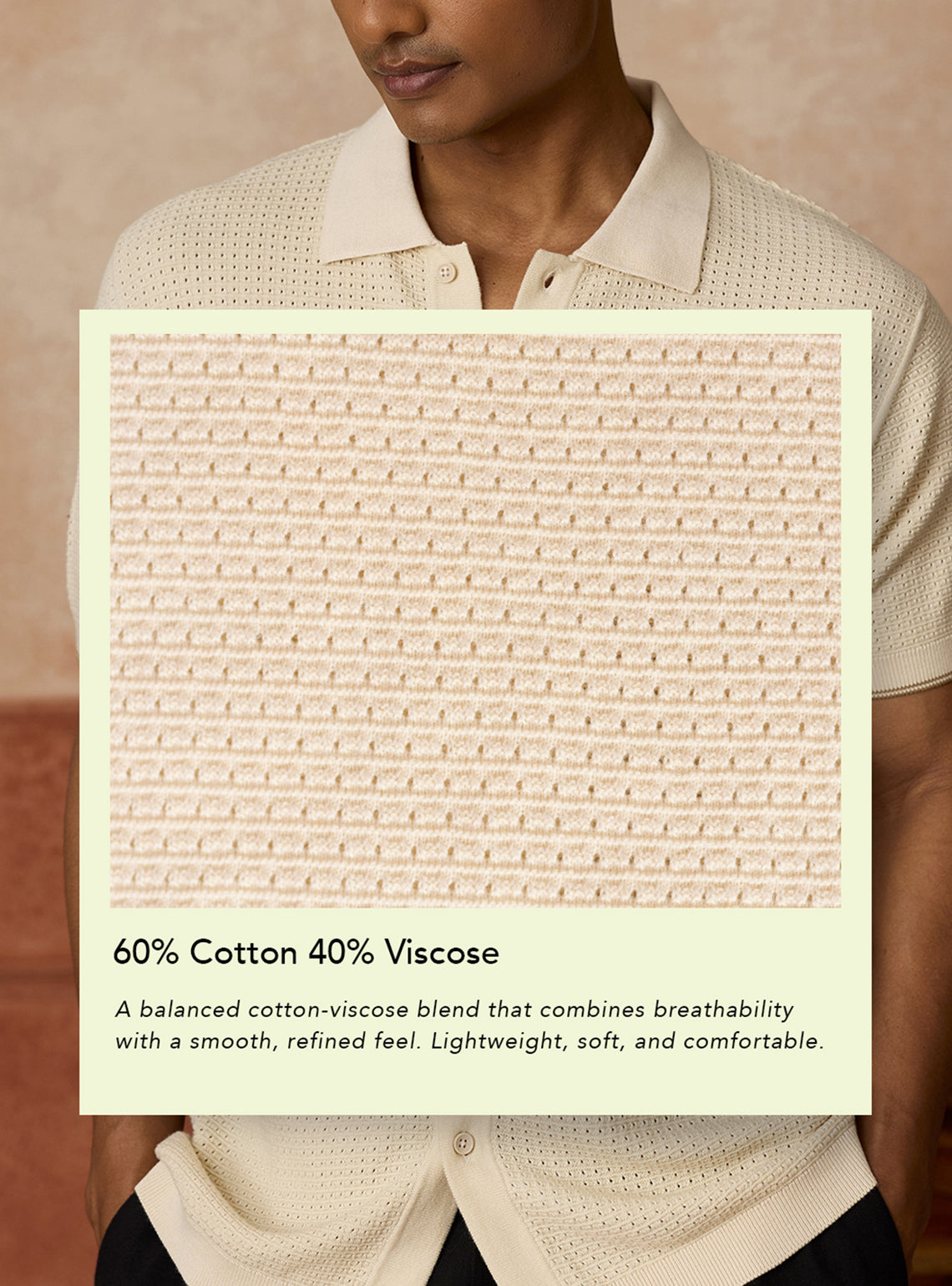 Misty Off-White Pointelle Cotton Blend Shirt