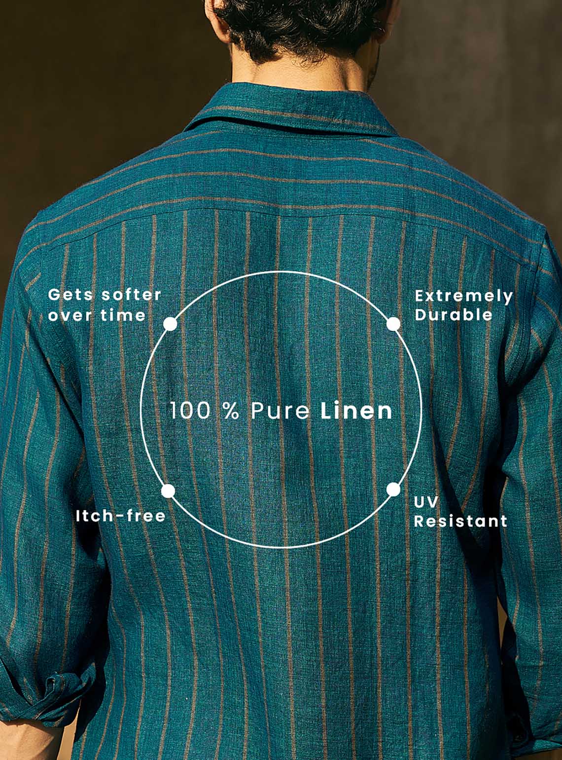 Breeze Teal European Linen Stripe Shirt