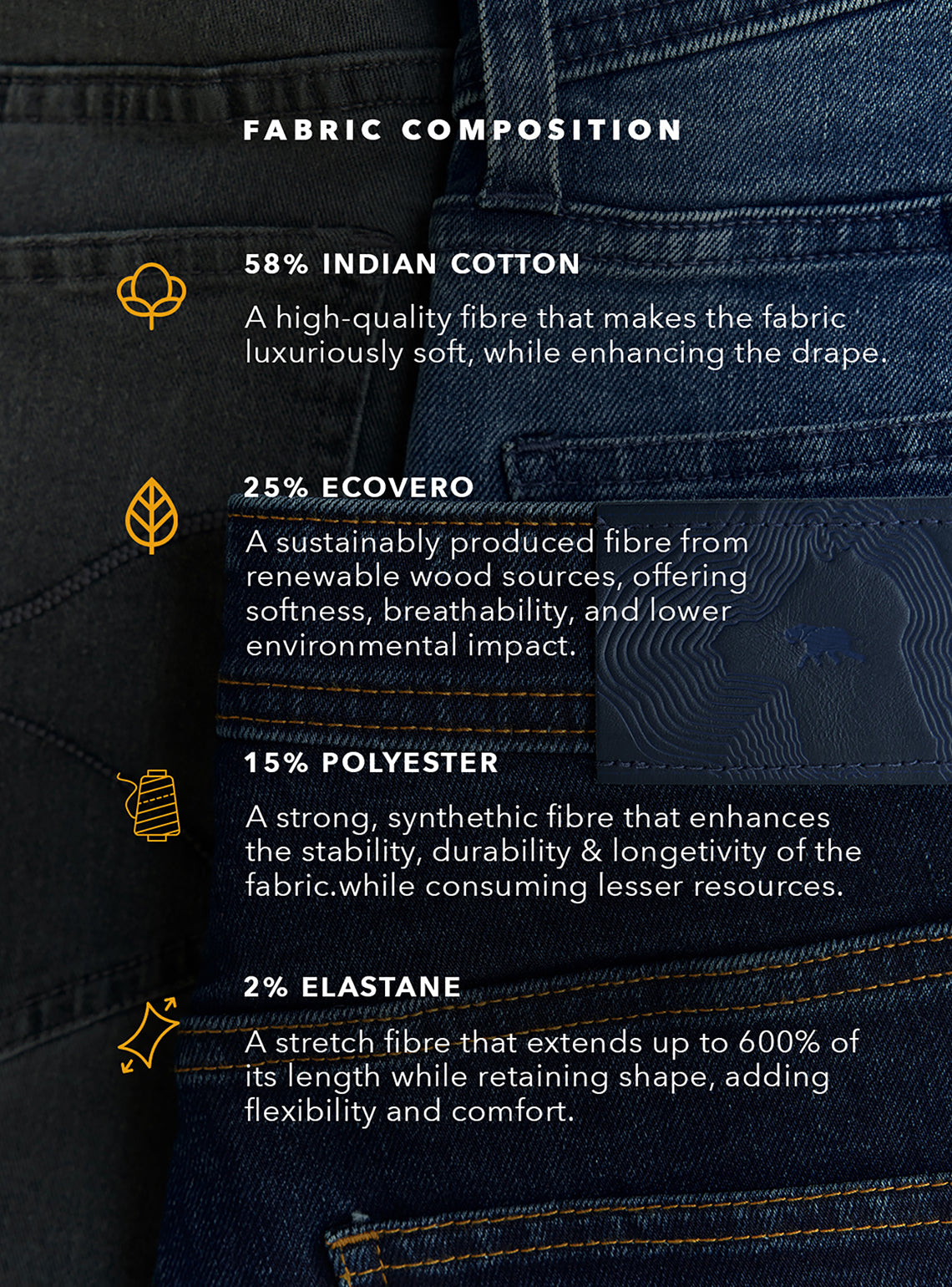 Storm Grey Cotton Blend Jeans