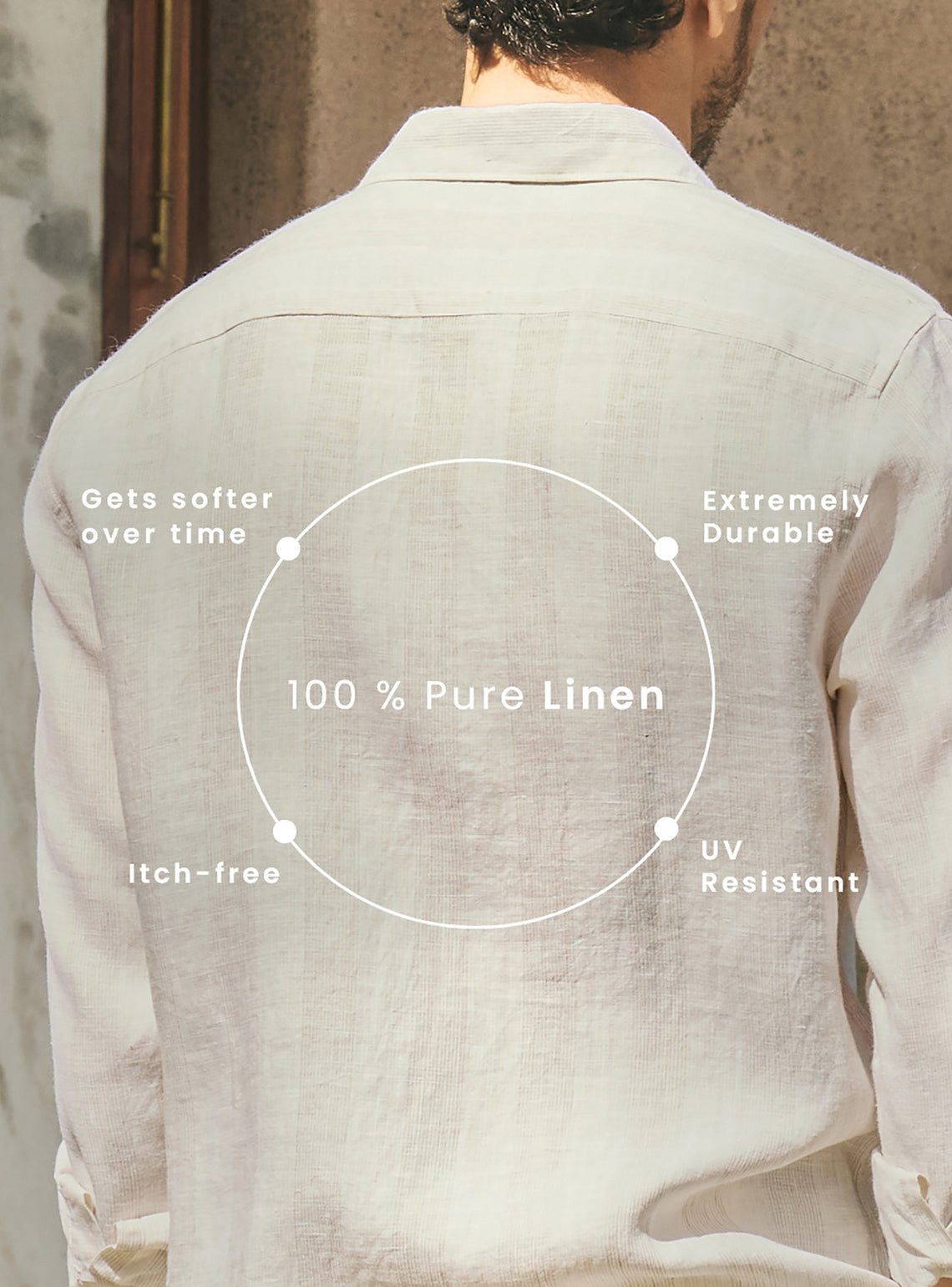 Safari Khaki European Linen Stripe Shirt