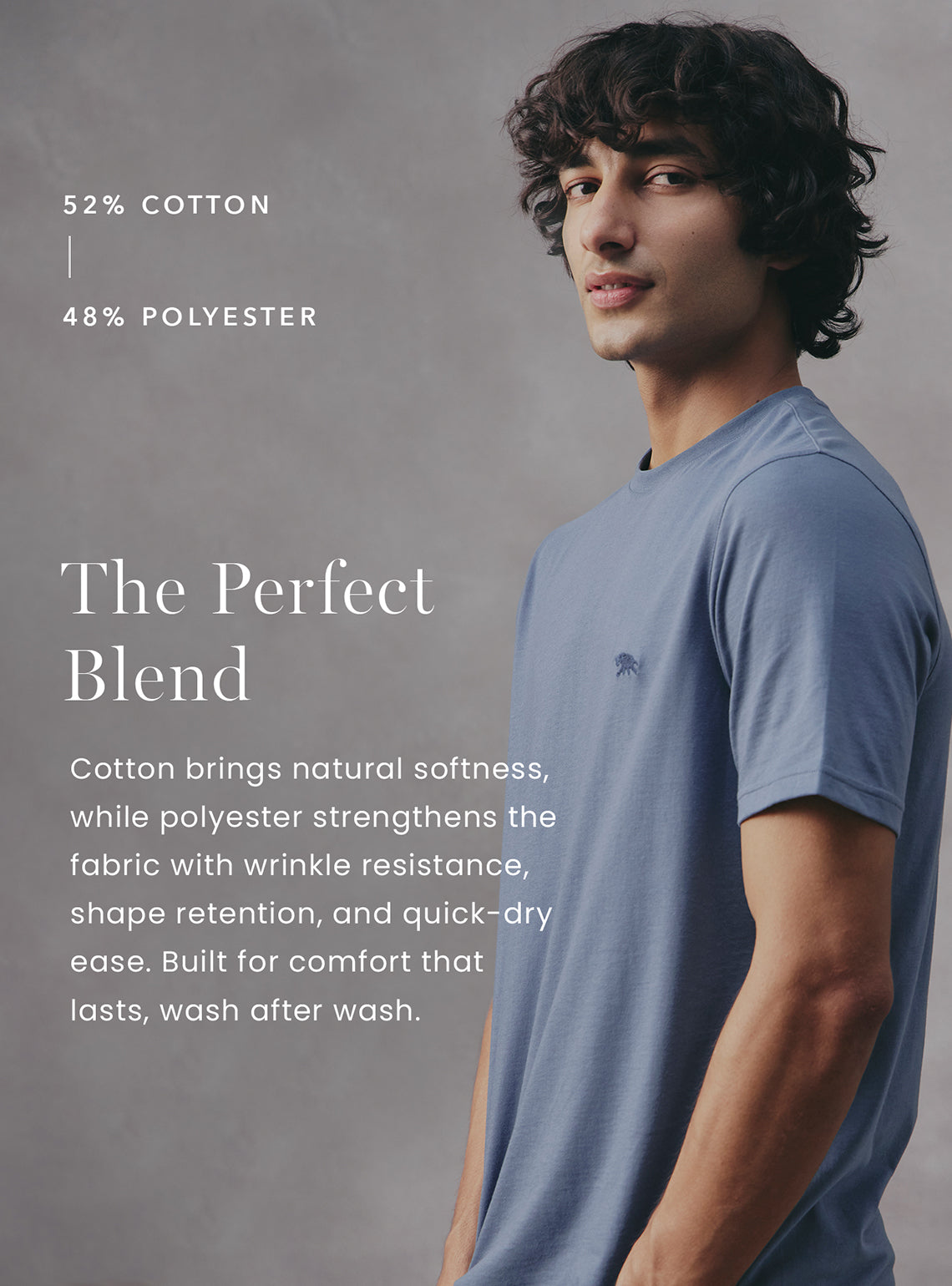 Smoked Blue Cotton Blend Crewneck