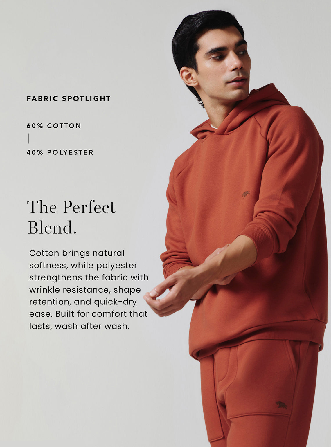 Terracotta Rust Cotton Poly Hoodie