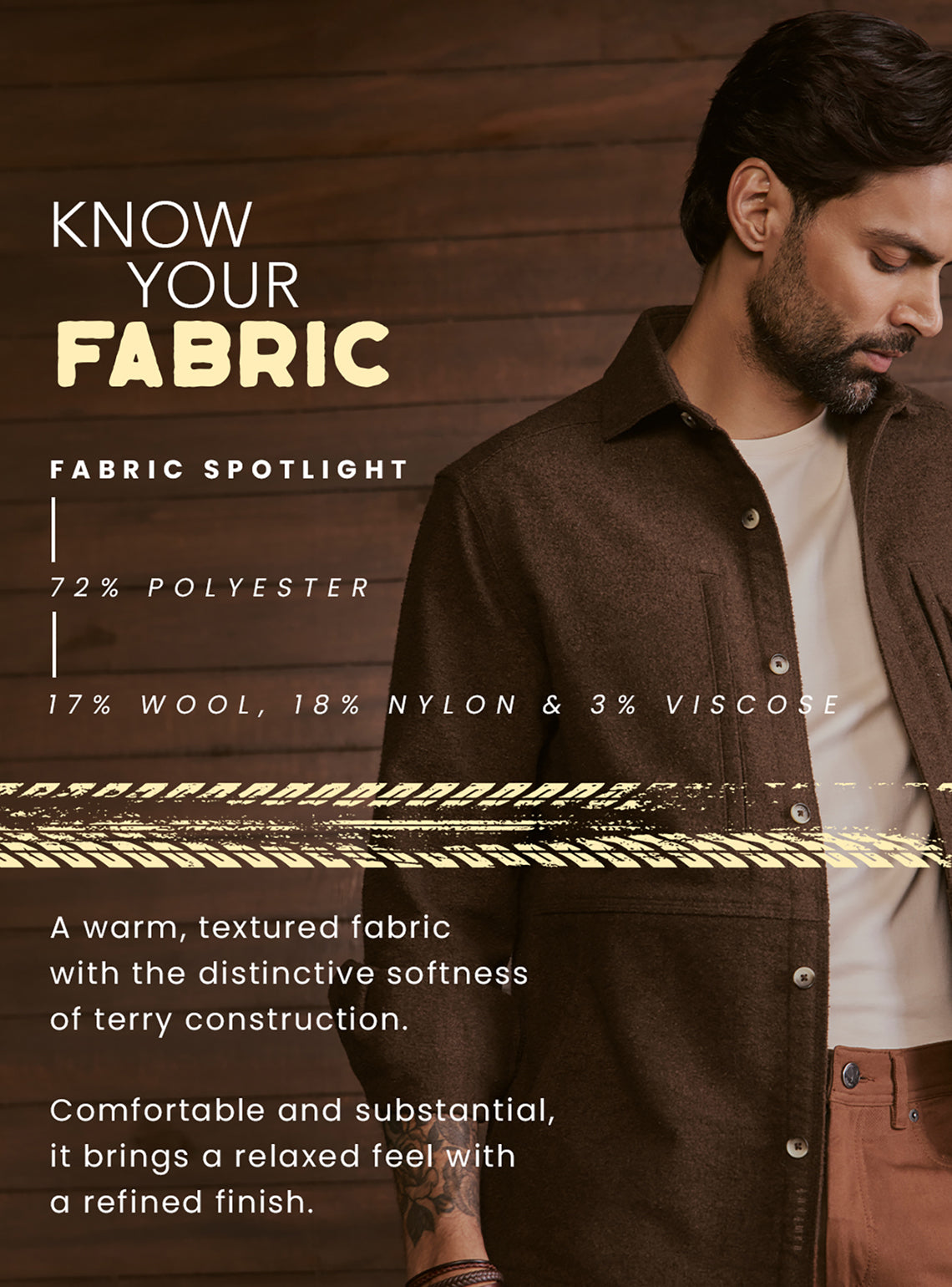 Woodland Brown Poly Blend Terry Overshirt